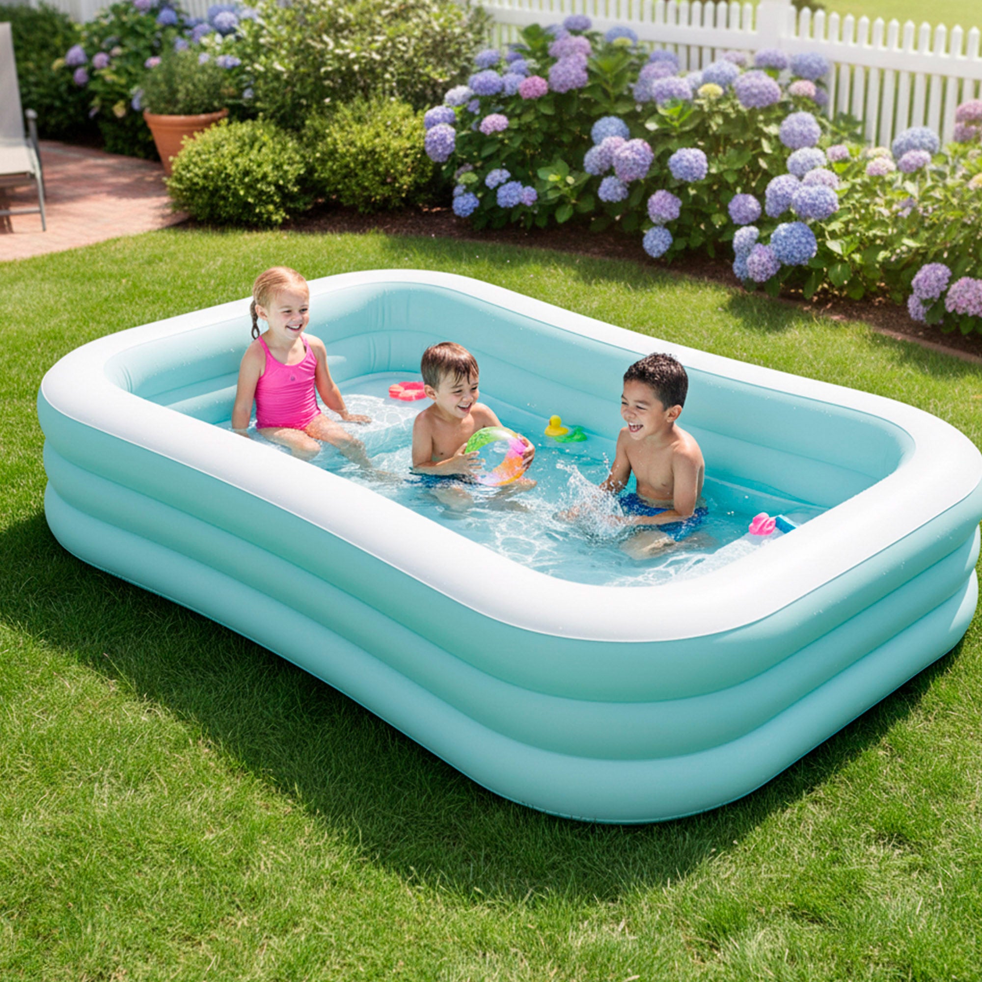 Piscina insuflável infantil INTEX azul e branca