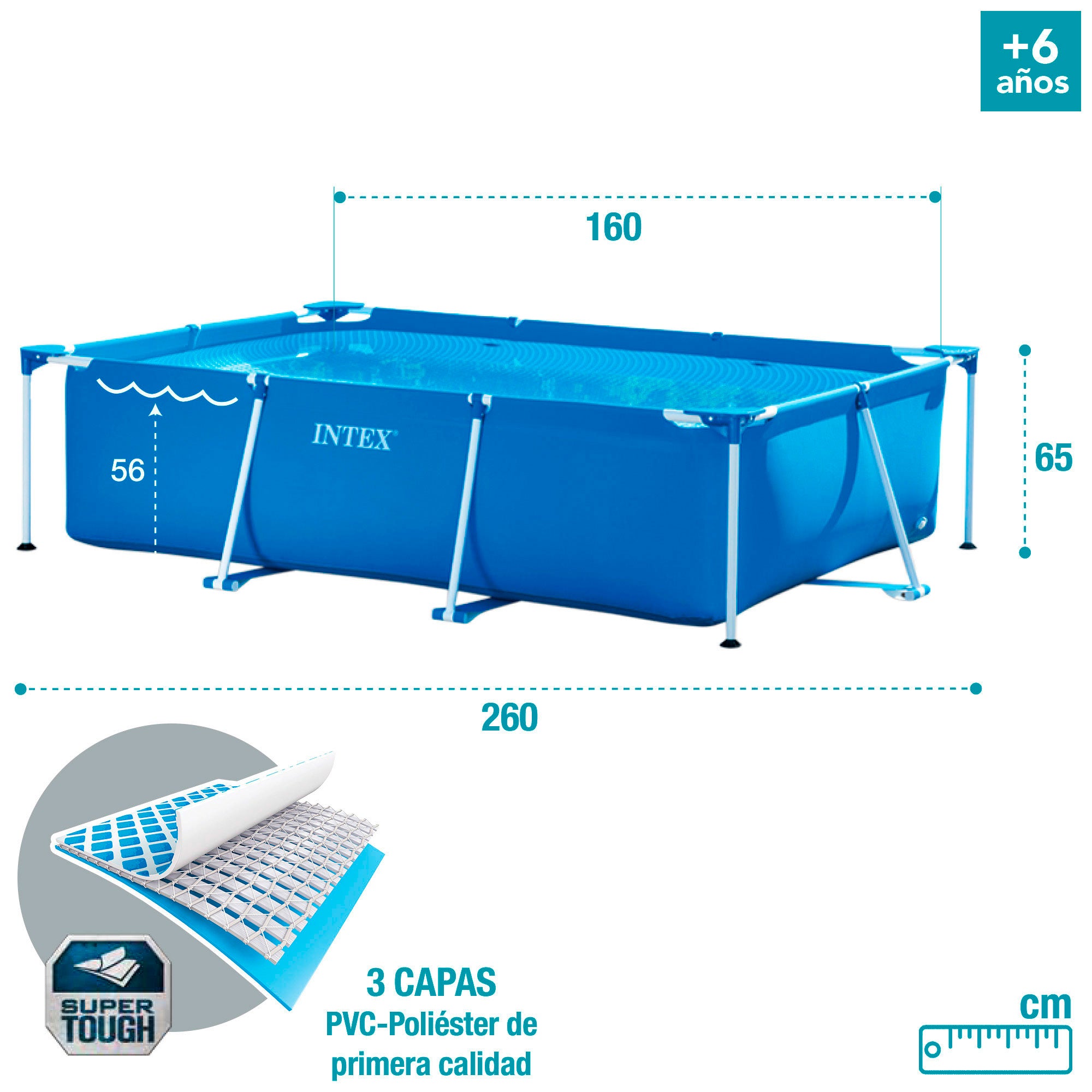 Piscina amovível INTEX Small Frame 260x160x65 cm - 2.282 l