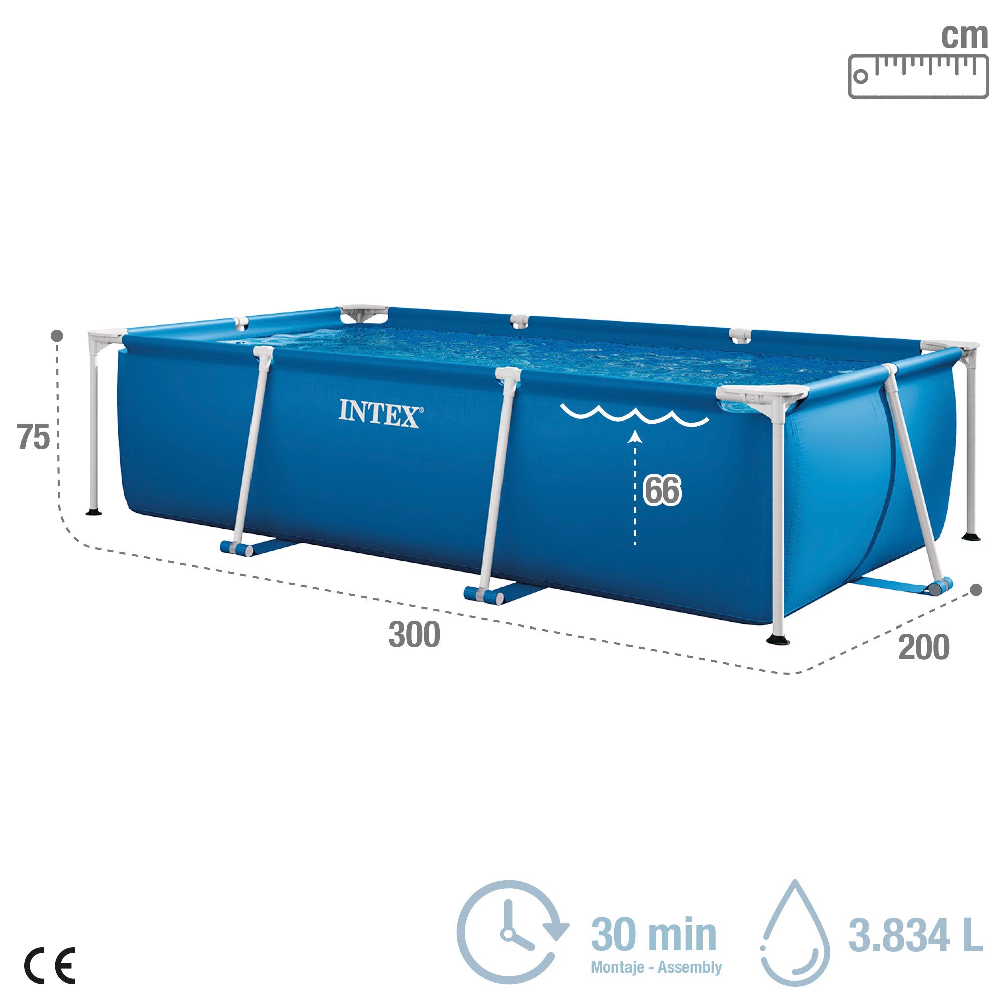 Piscina amovível INTEX Small Frame 300x200x75 cm - 3.834 l