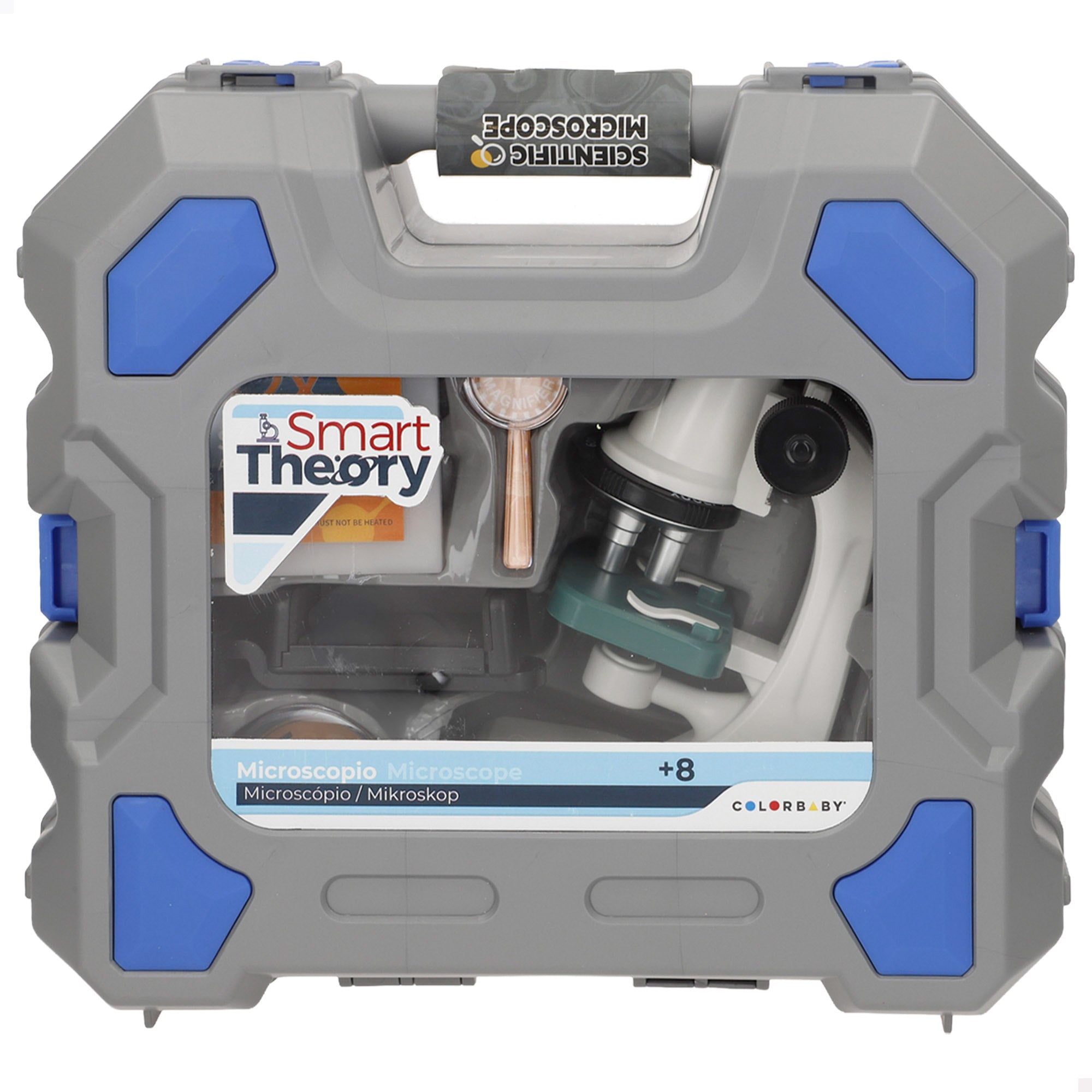 Microscópio com estojo e acessórios + 8 anos Smart Theory