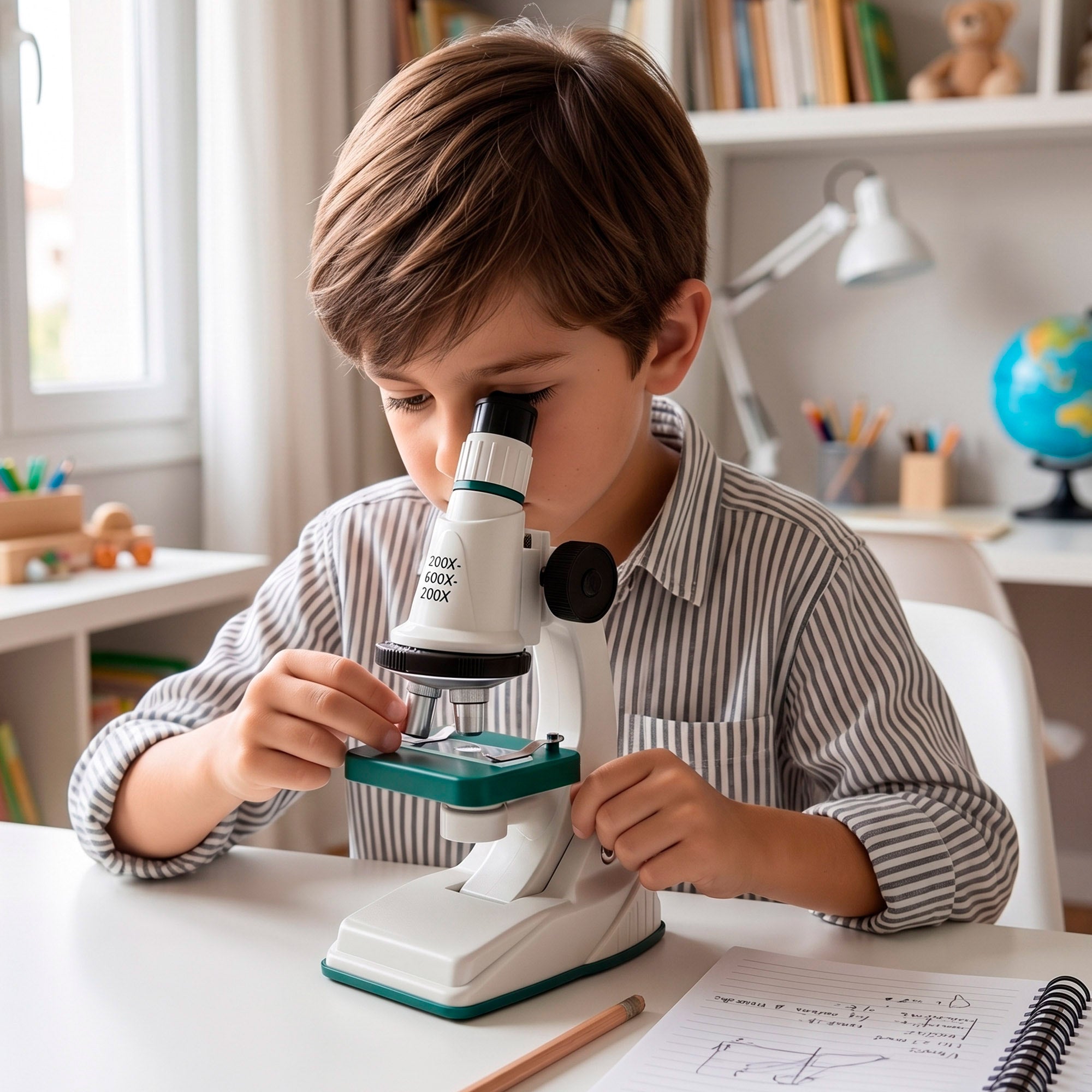 Microscópio com estojo e acessórios + 8 anos Smart Theory