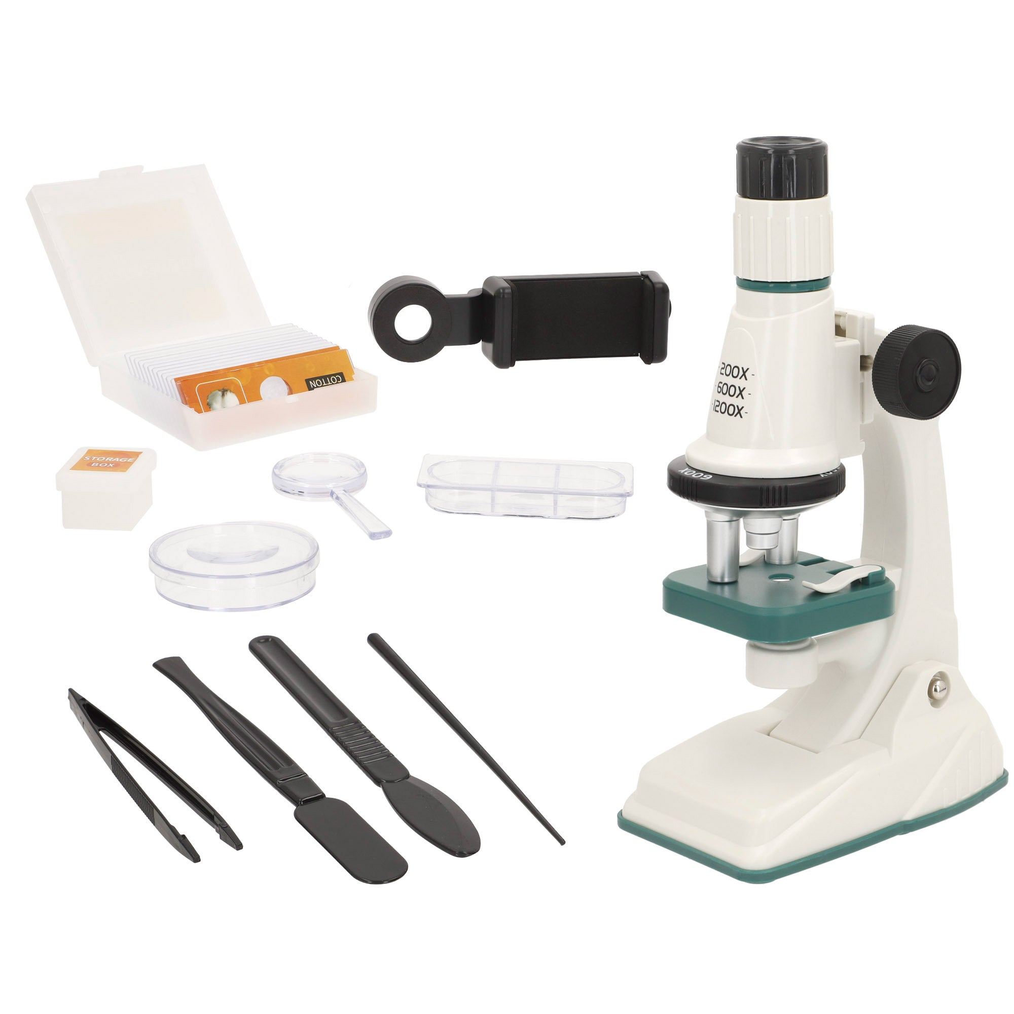 Microscópio com estojo e acessórios + 8 anos Smart Theory