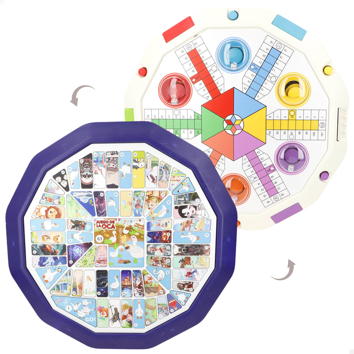 Tabuleiro reversível 2 em 1 ludo e jogo do ganso CB Games