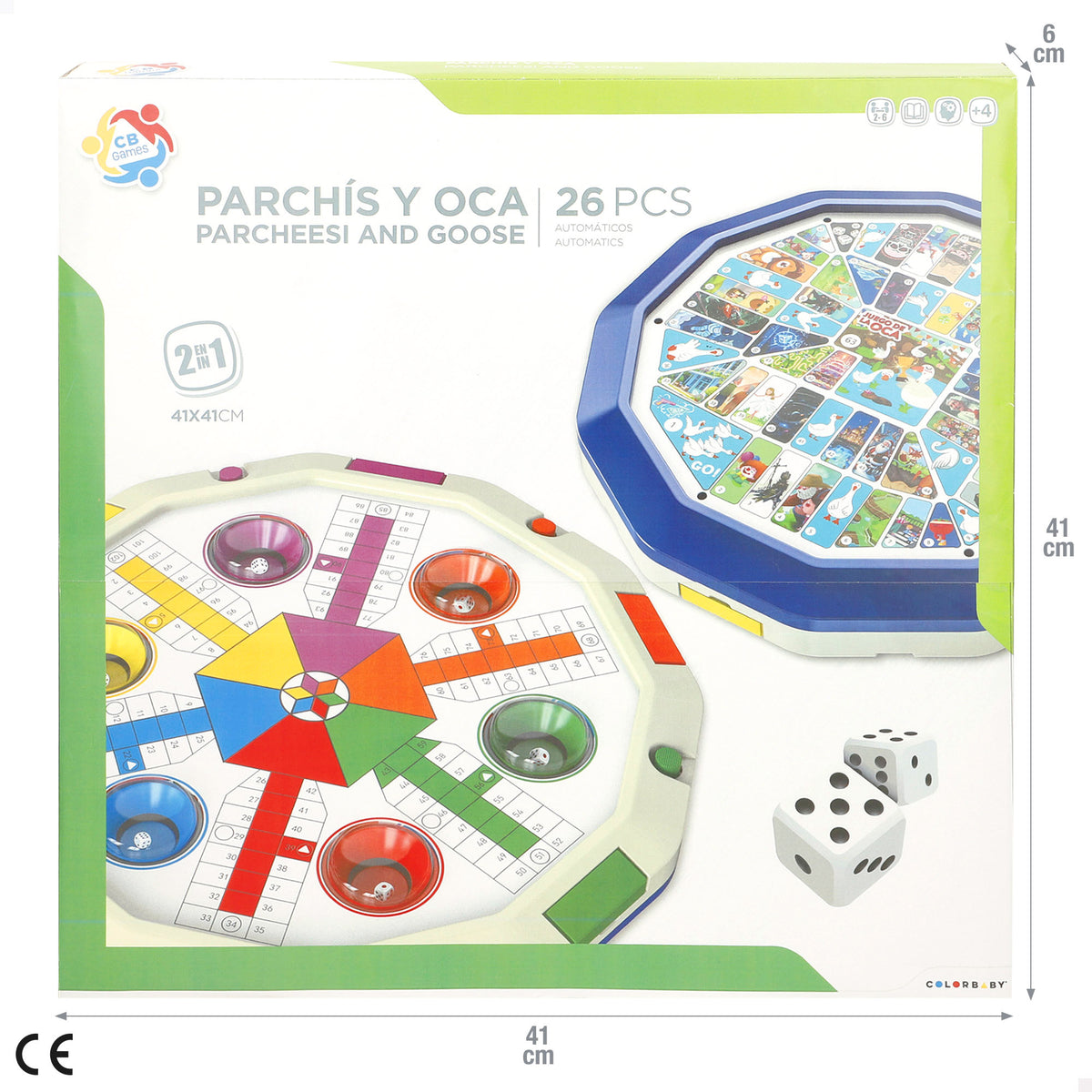 Tabuleiro reversível 2 em 1 ludo e jogo do ganso CB Games