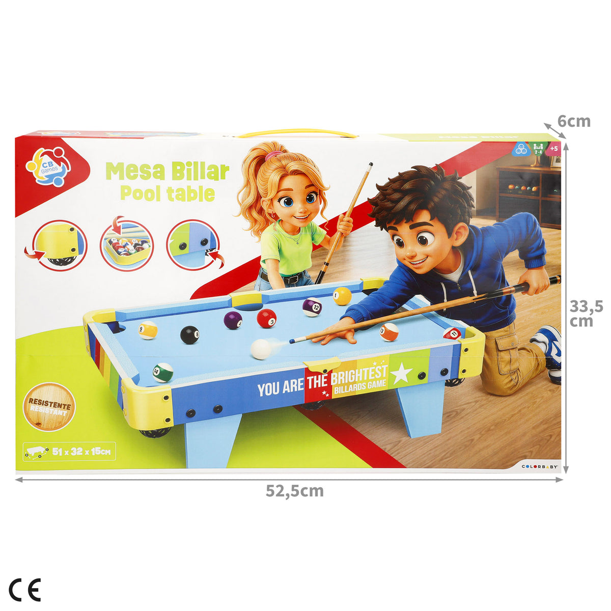 Bilhar de mesa infantil 51x32x15 cm CB Games