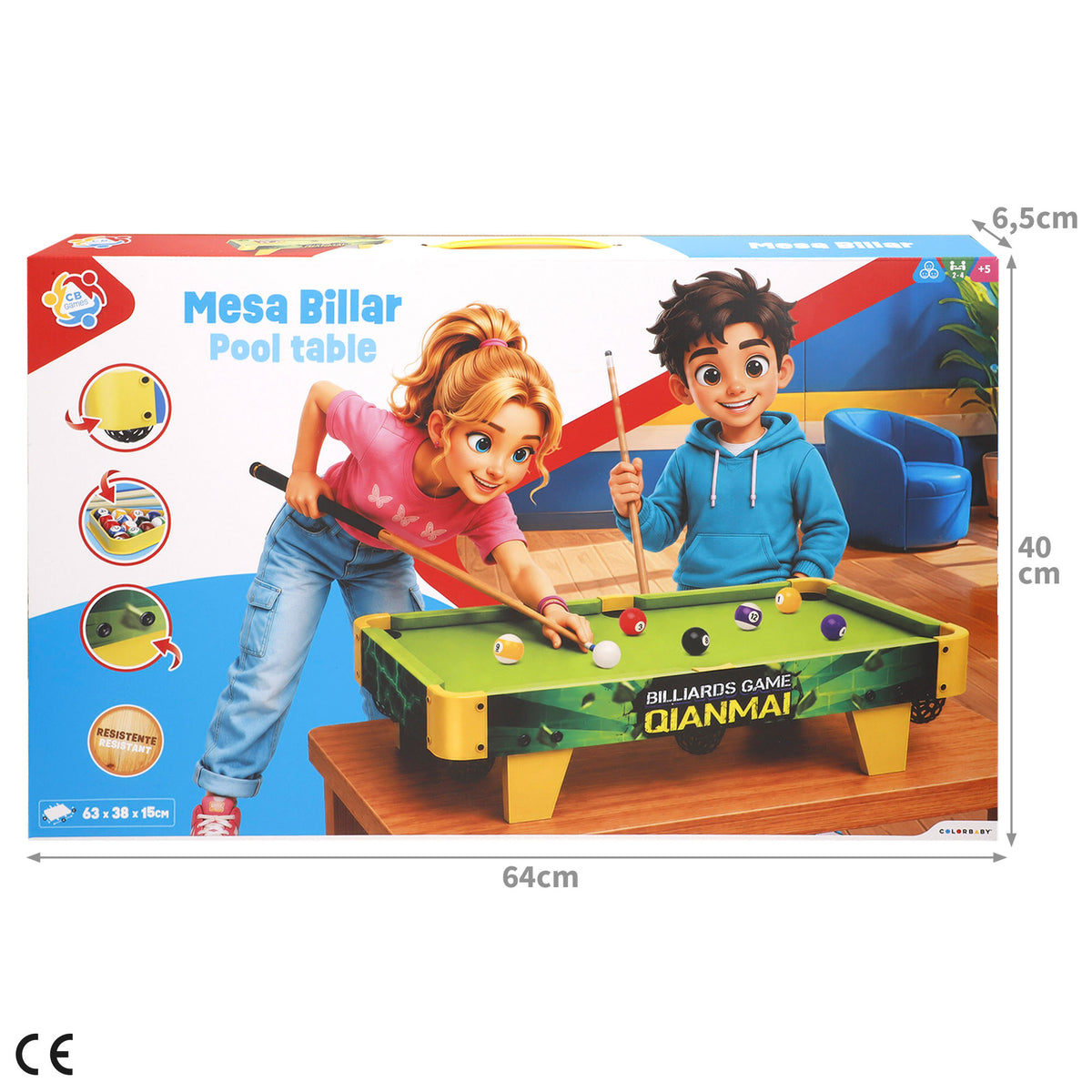 Bilhar de mesa infantil 63x38x15 cm CB Games