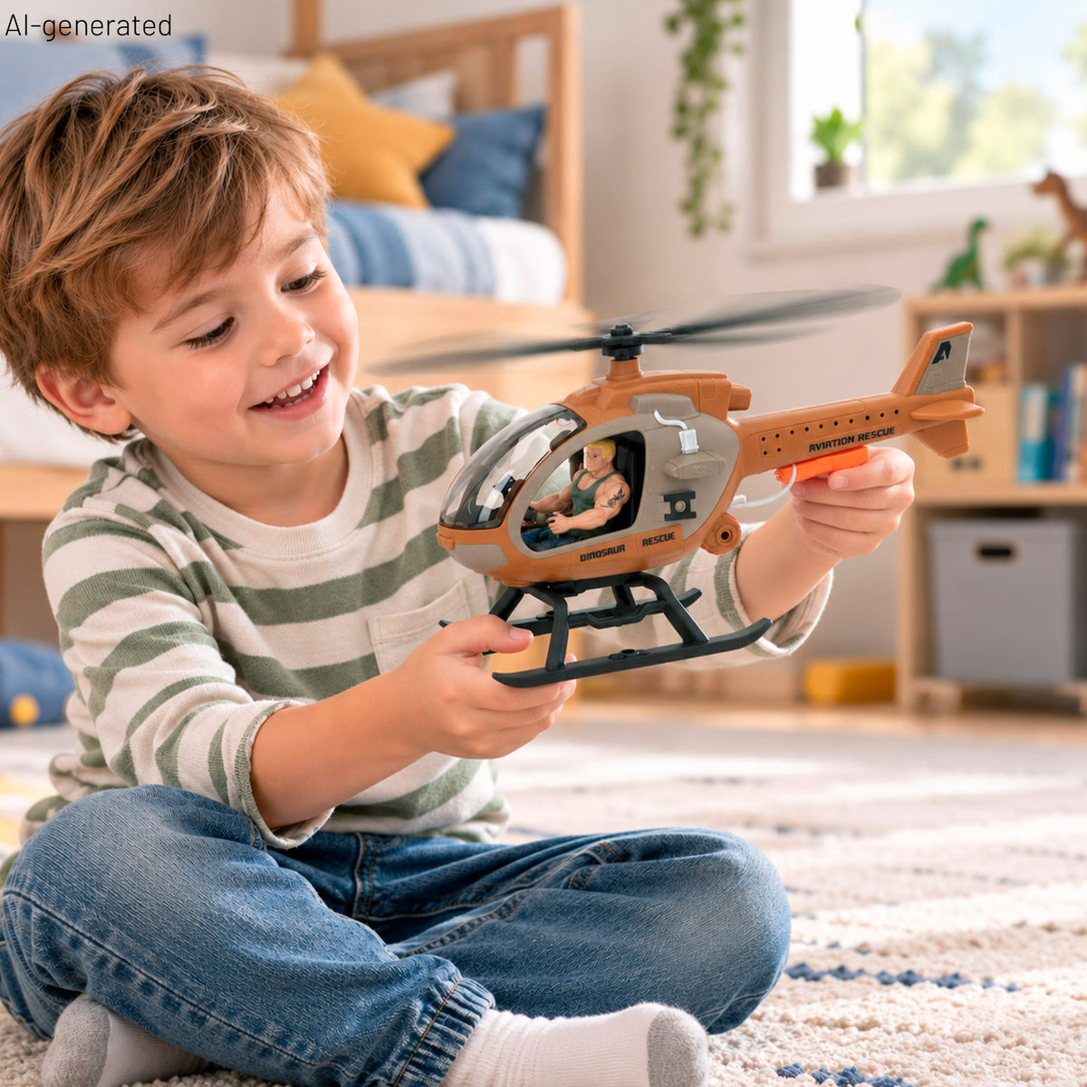 Conjunto de dinossauro com helicóptero, mota e explorador Animal World