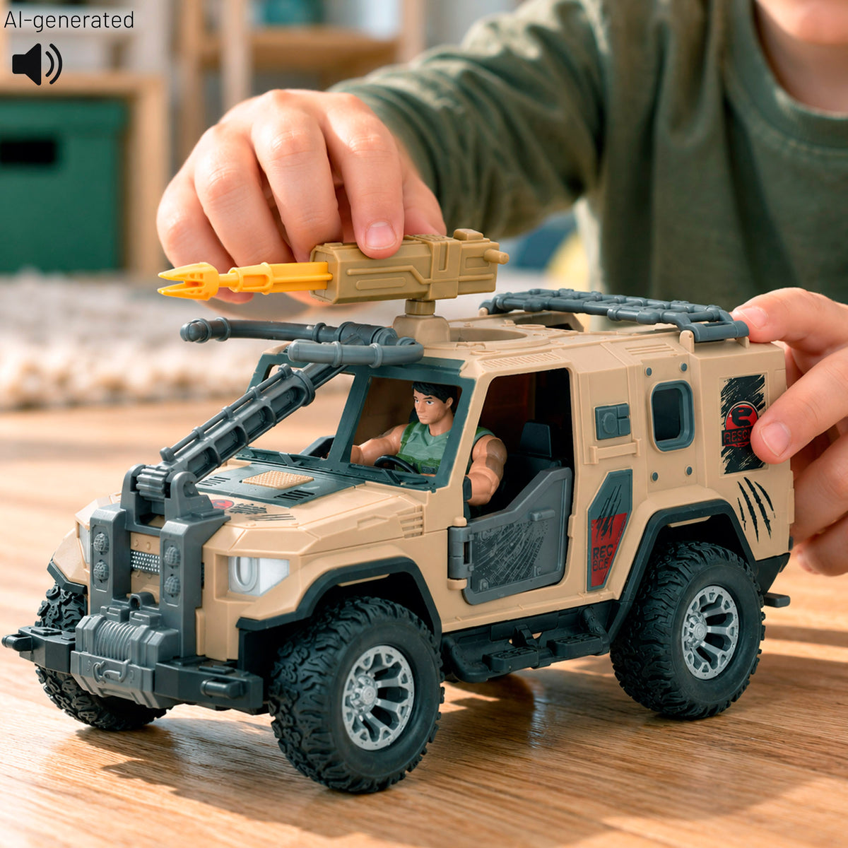 Set dinossauro e carro todo-o-terreno de expedição jurássica Animal World