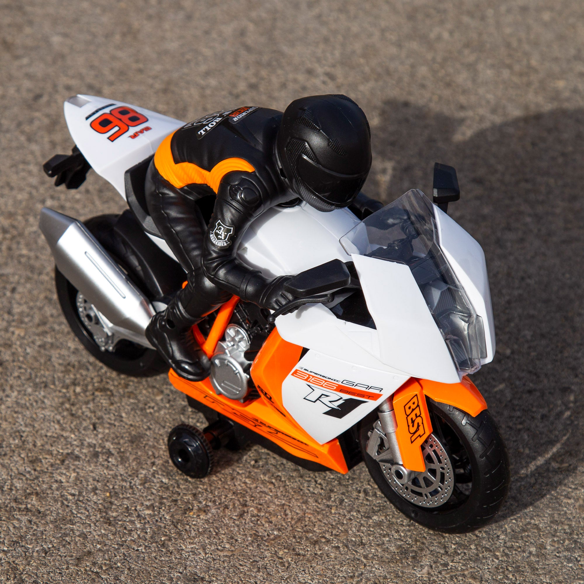 Moto radiocomandada laranja + 4 anos Speed&Go