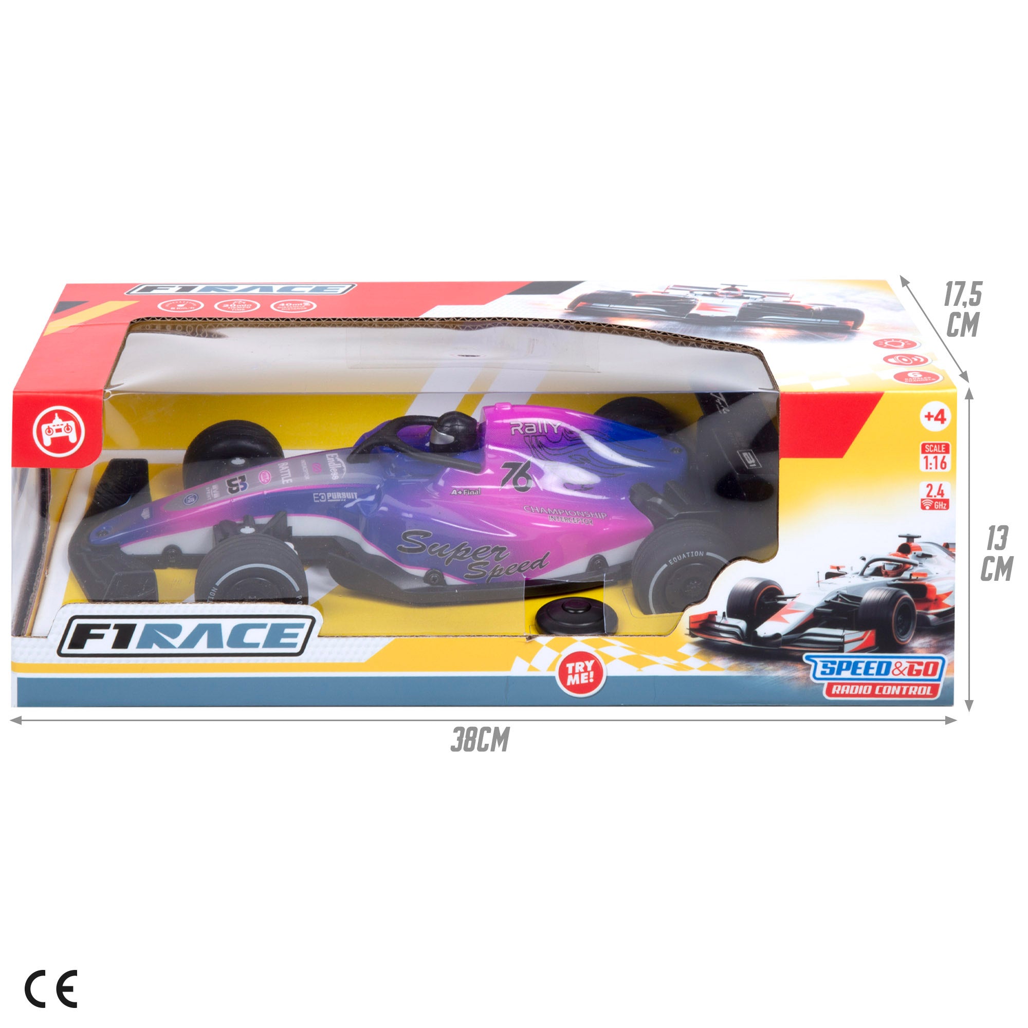 Carro de corrida radiocontrolado com luz 1:16 Speed&Go