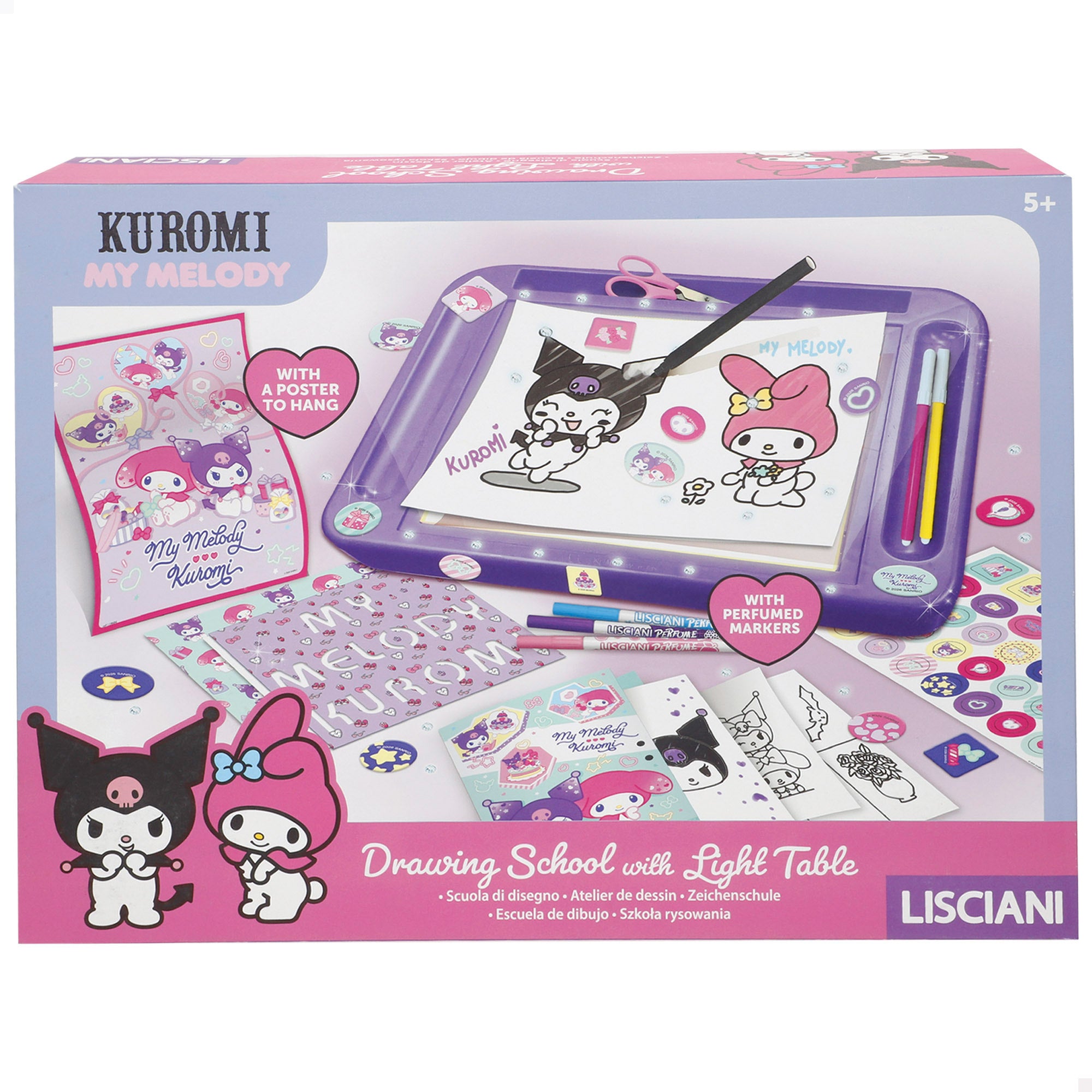 Kuromi Mesa de Desenho com Luz e Acessórios + 3 anos