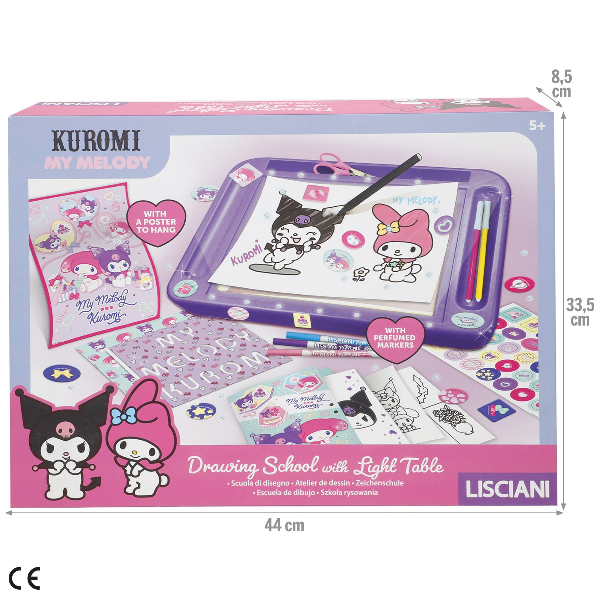 Kuromi Mesa de Desenho com Luz e Acessórios + 3 anos