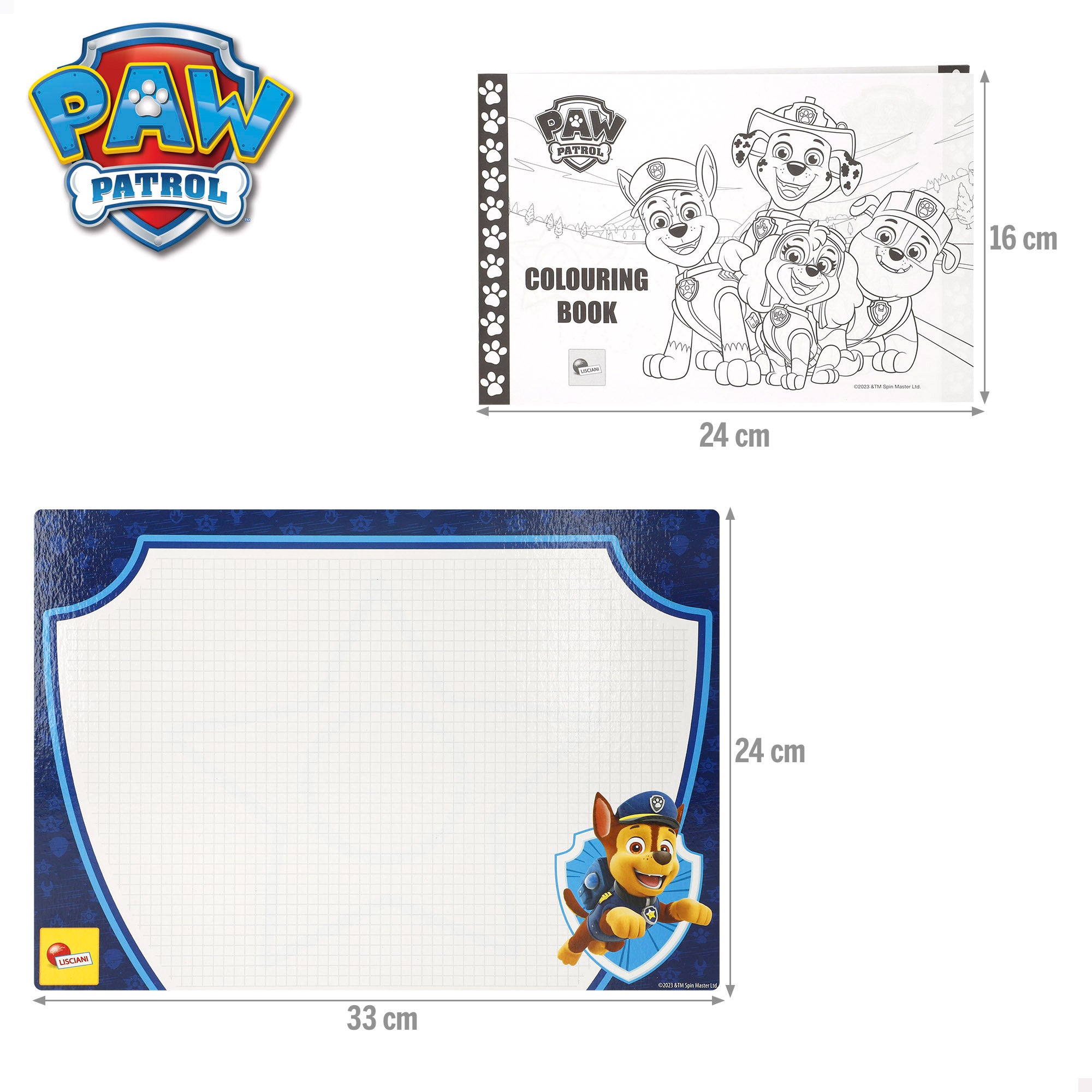 Patrulha Pata Escola de Desenho com Quadros e Canetas de Feltro +3 anos