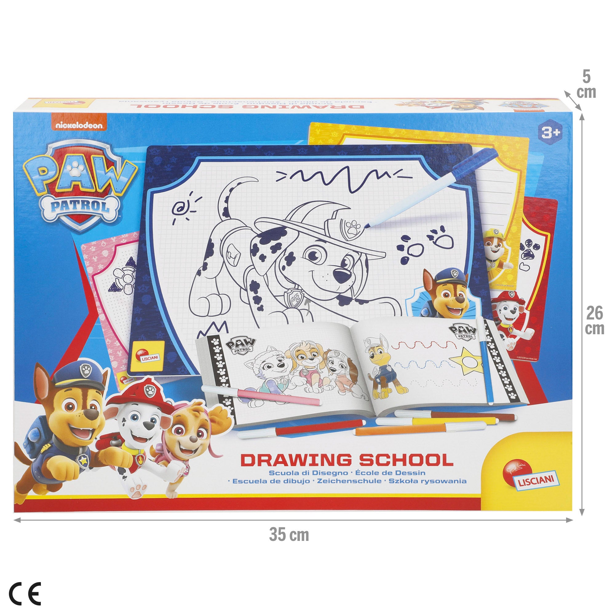 Patrulha Pata Escola de Desenho com Quadros e Canetas de Feltro +3 anos