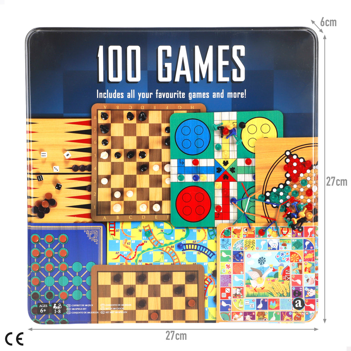 Caixa metálica 100 jogos de mesa + 6 anos CB Games