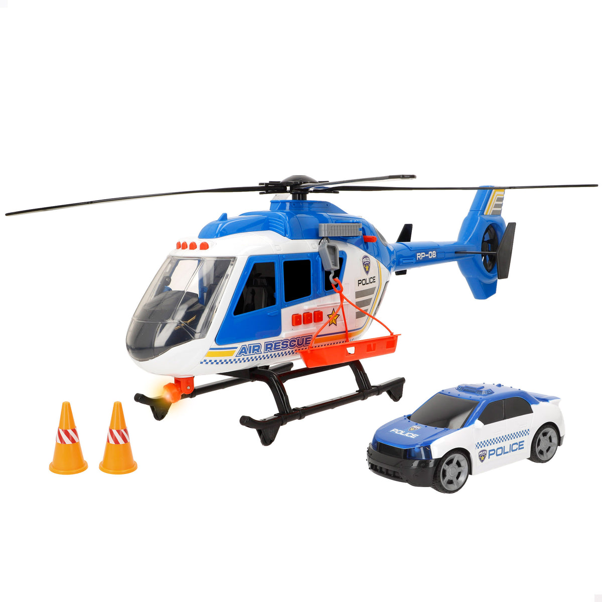 Helicóptero e carro da polícia + 3 anos Teamsterz