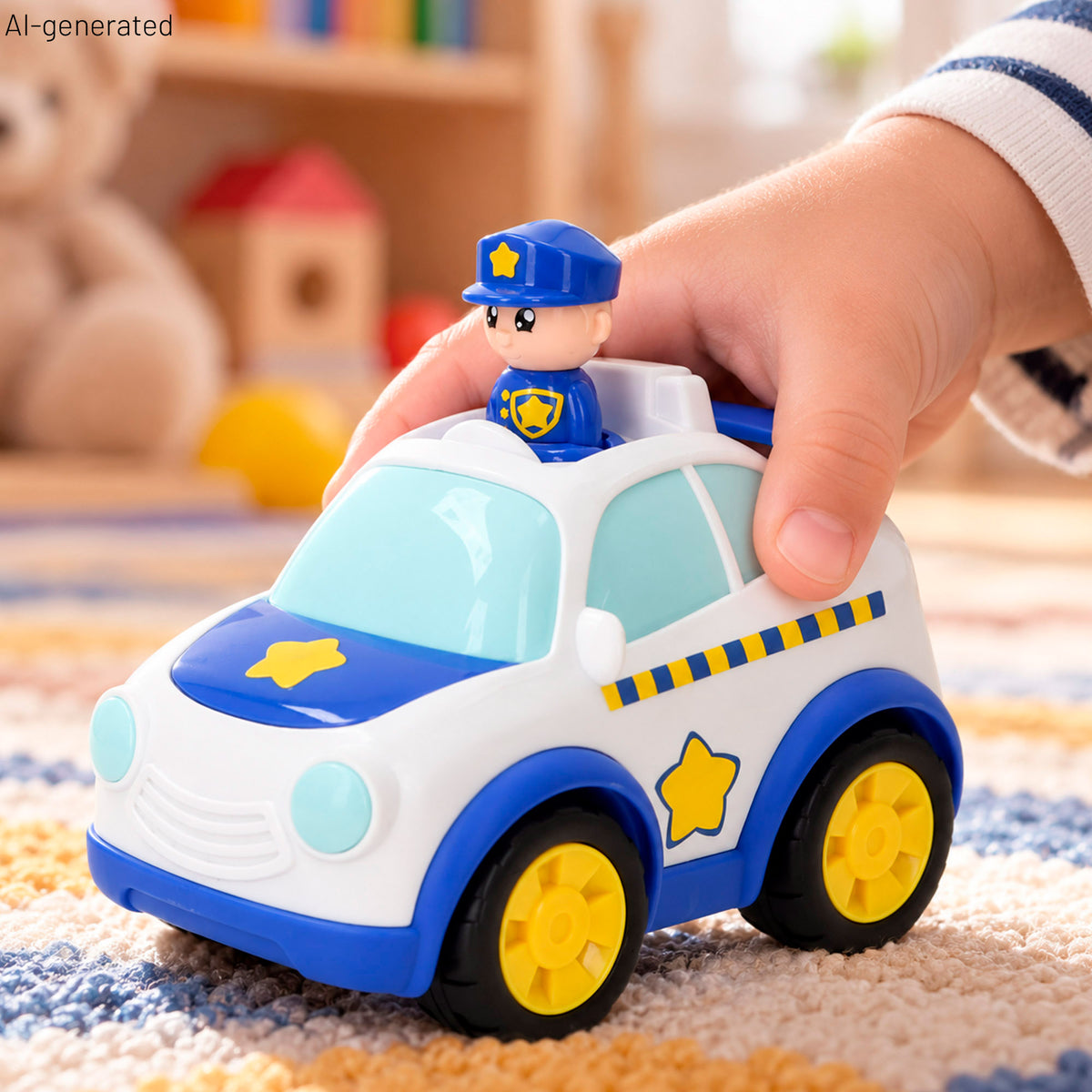 Camião de polícia para transportar carros com carro Push & Go e 2 cones Teamsterz