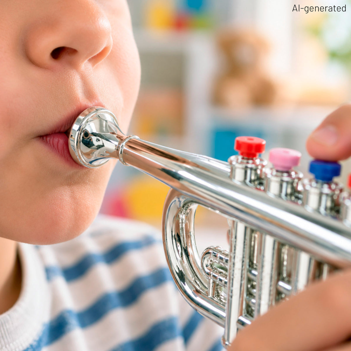 Trompete de brincar prateado com 4 teclas 42 cm Bontempi