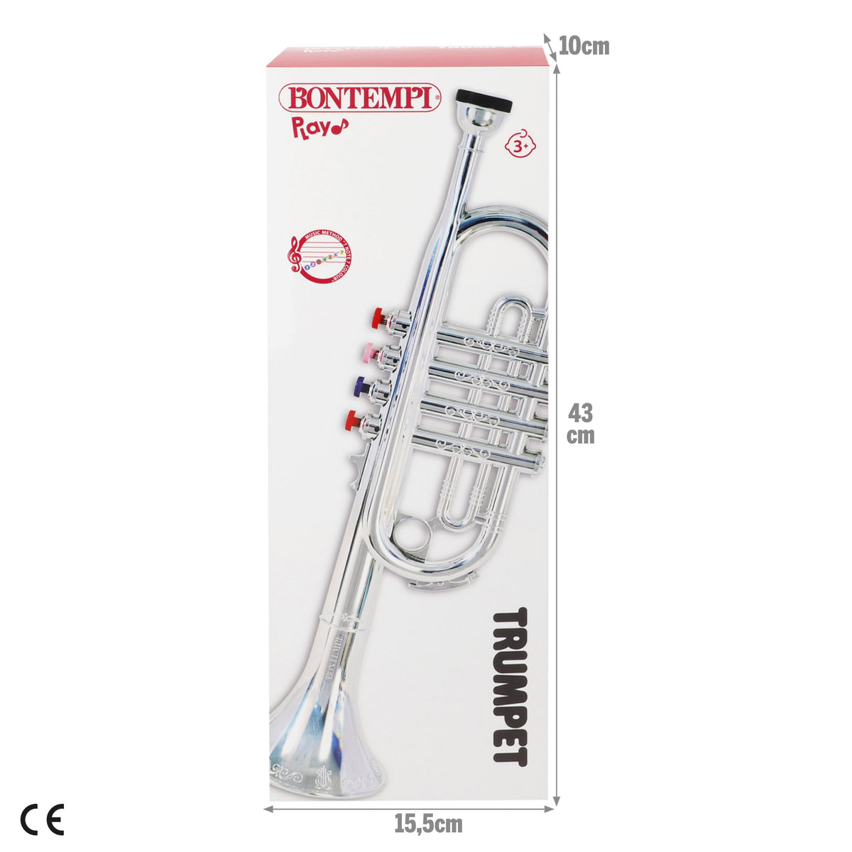 Trompete de brincar prateado com 4 teclas 42 cm Bontempi