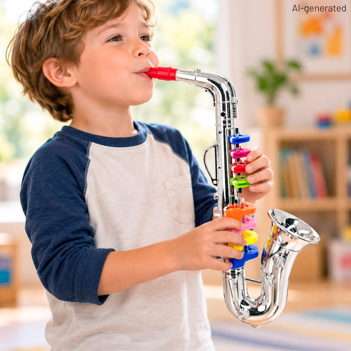 Saxofone prateado de brincar com 8 teclas 40 cm Bontempi