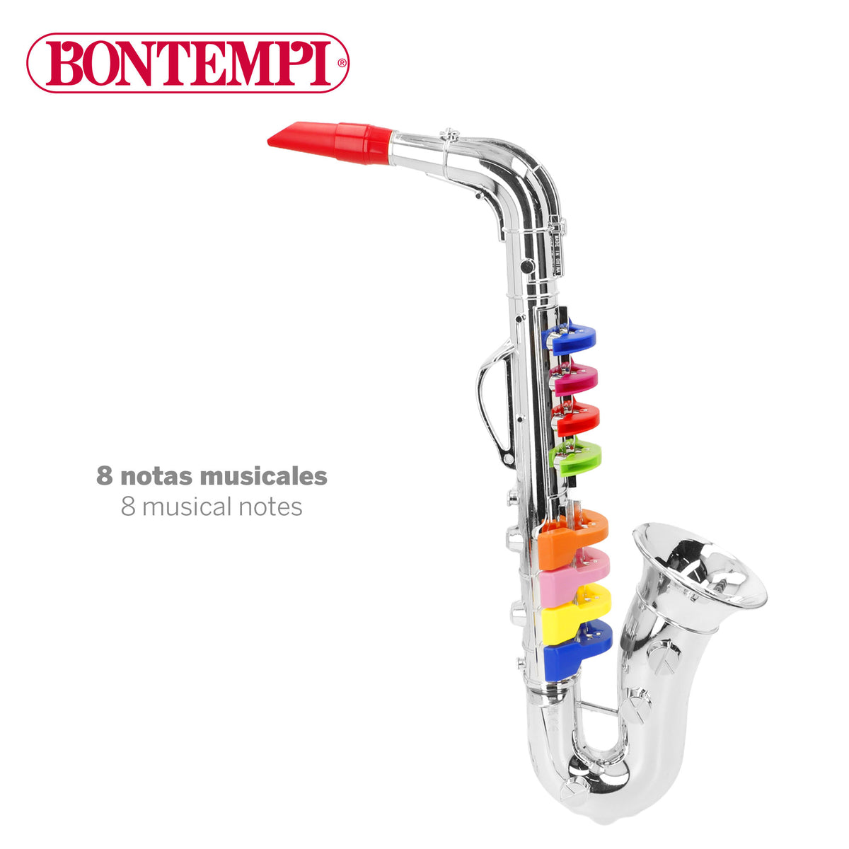 Saxofone prateado de brincar com 8 teclas 40 cm Bontempi
