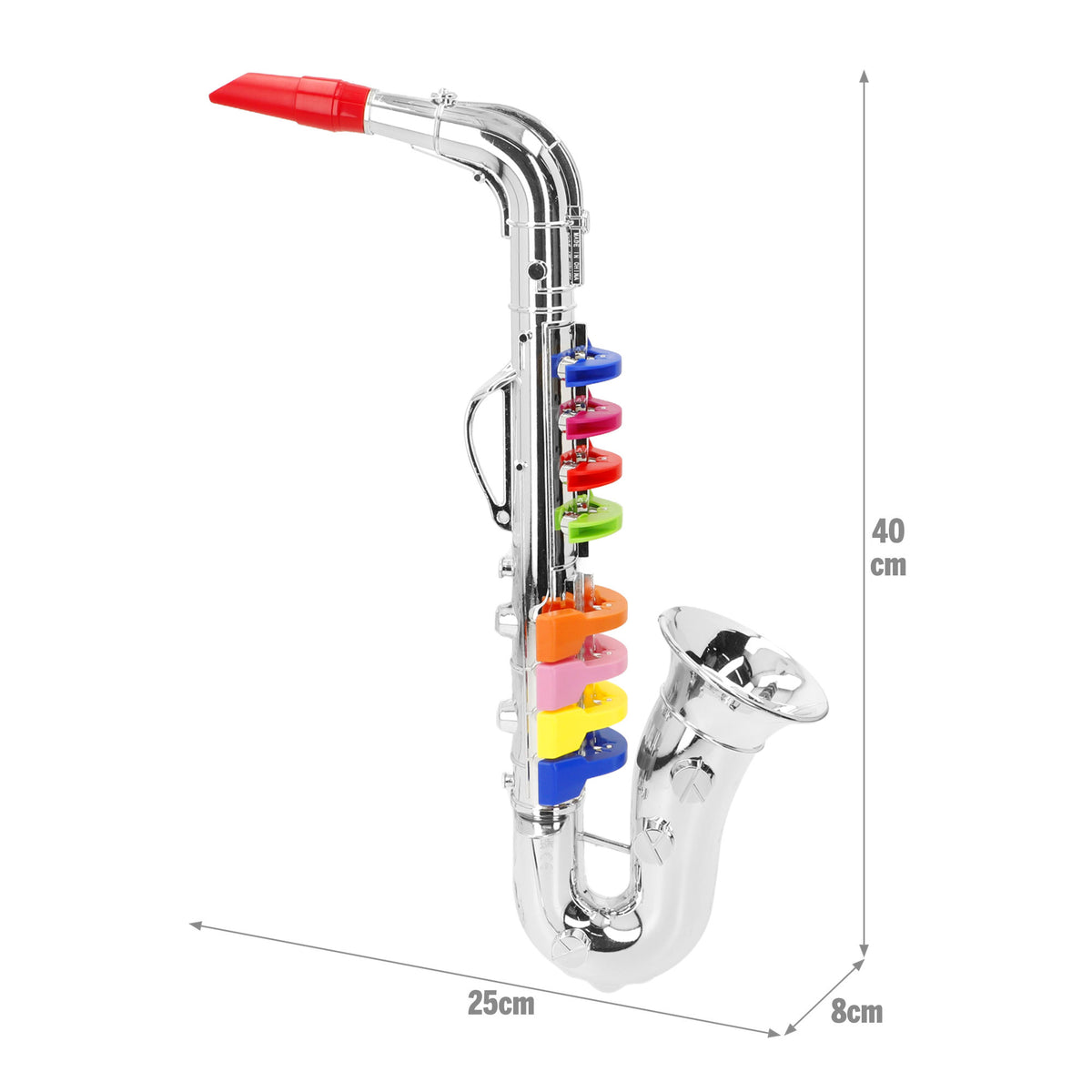 Saxofone prateado de brincar com 8 teclas 40 cm Bontempi