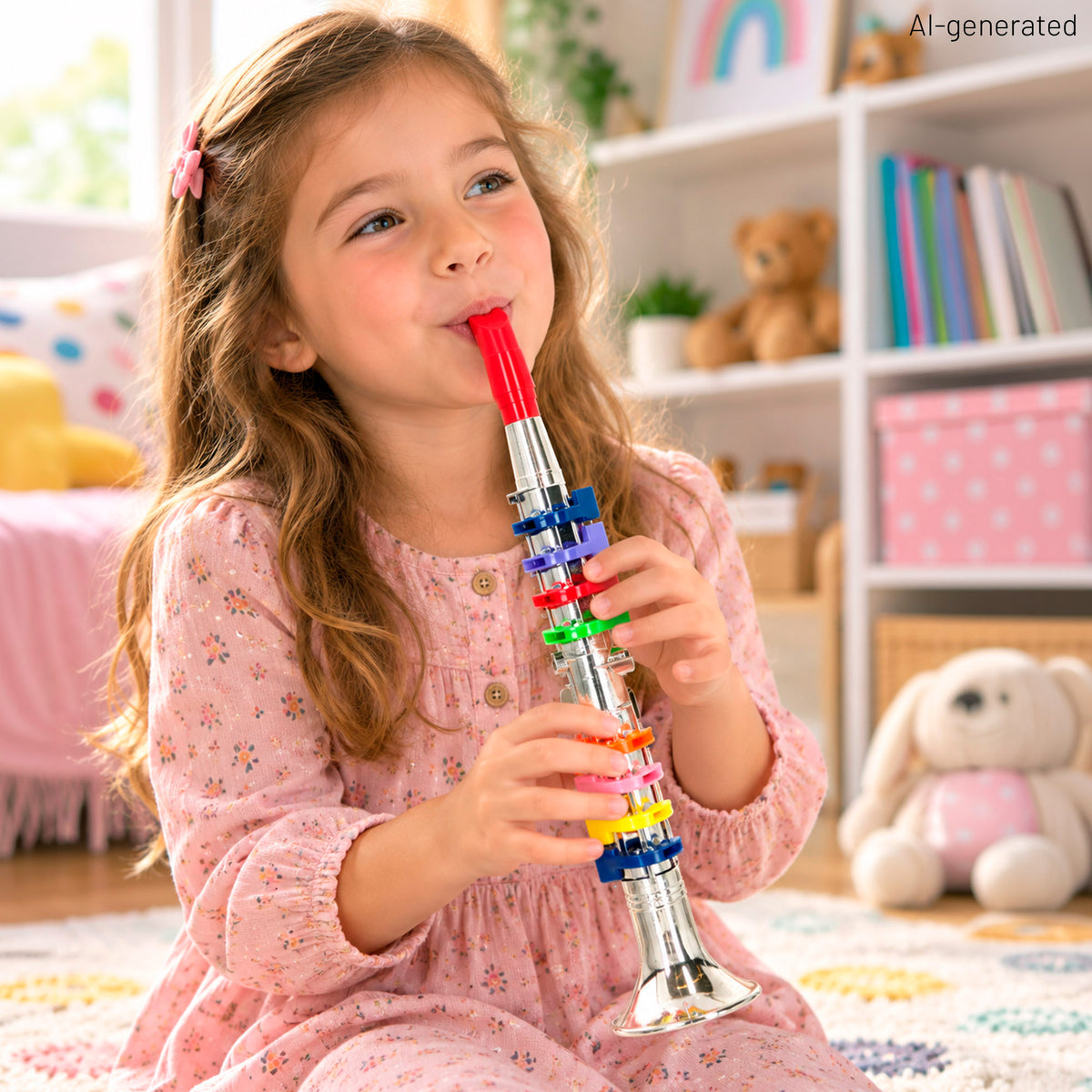 Clarinete de brinquedo prateado com 8 teclas 42 cm Bontempi