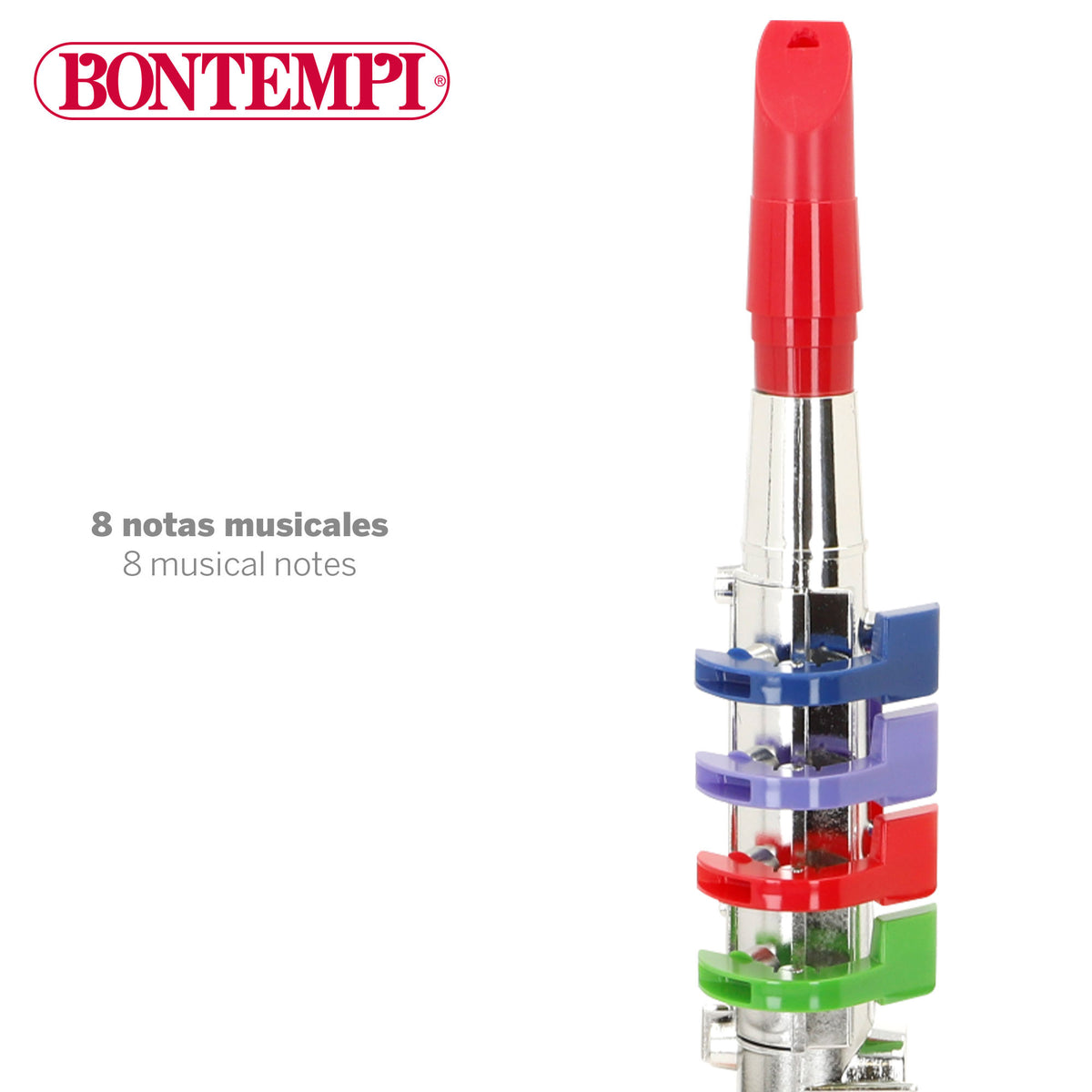 Clarinete de brinquedo prateado com 8 teclas 42 cm Bontempi