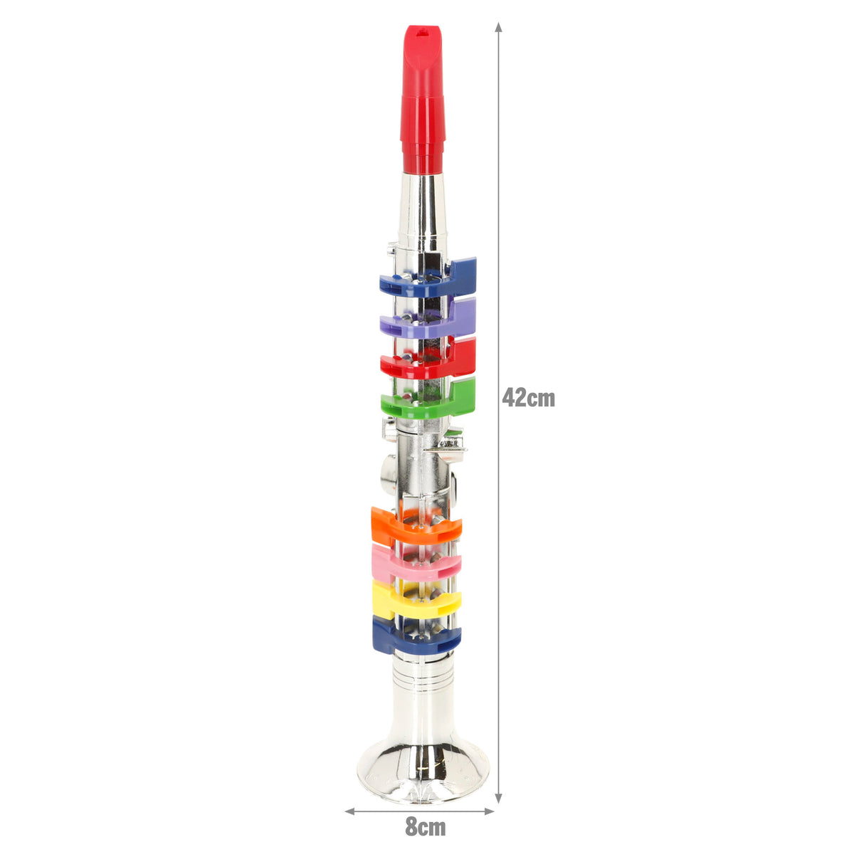 Clarinete de brinquedo prateado com 8 teclas 42 cm Bontempi