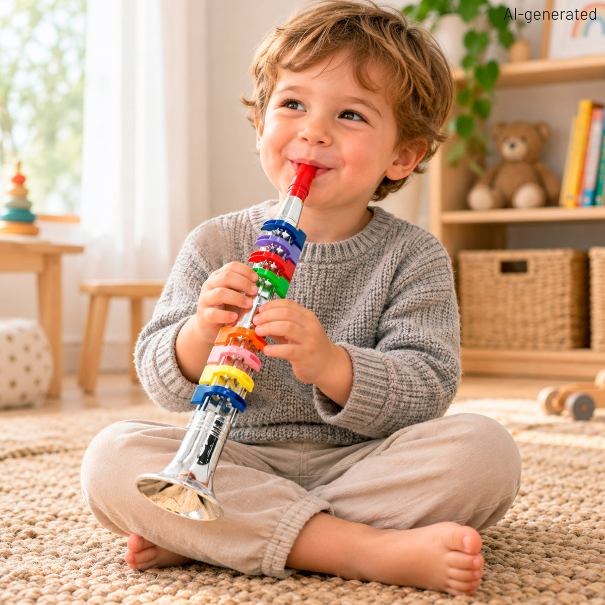 Clarinete de brinquedo prateado com 8 teclas 42 cm Bontempi