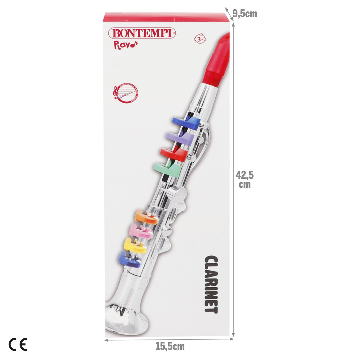 Clarinete de brinquedo prateado com 8 teclas 42 cm Bontempi