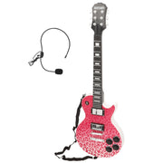 Guitarra eletrónica para crianças rosa animal print 69 cm com microfone de cabeça Bontempi