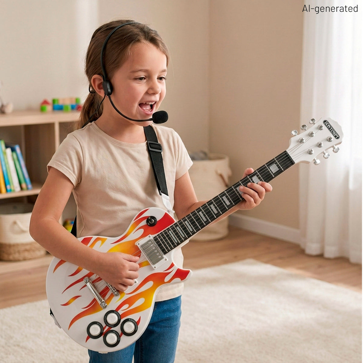Guitarra eletrónica para crianças 69 cm com microfone de cabeça Bontempi
