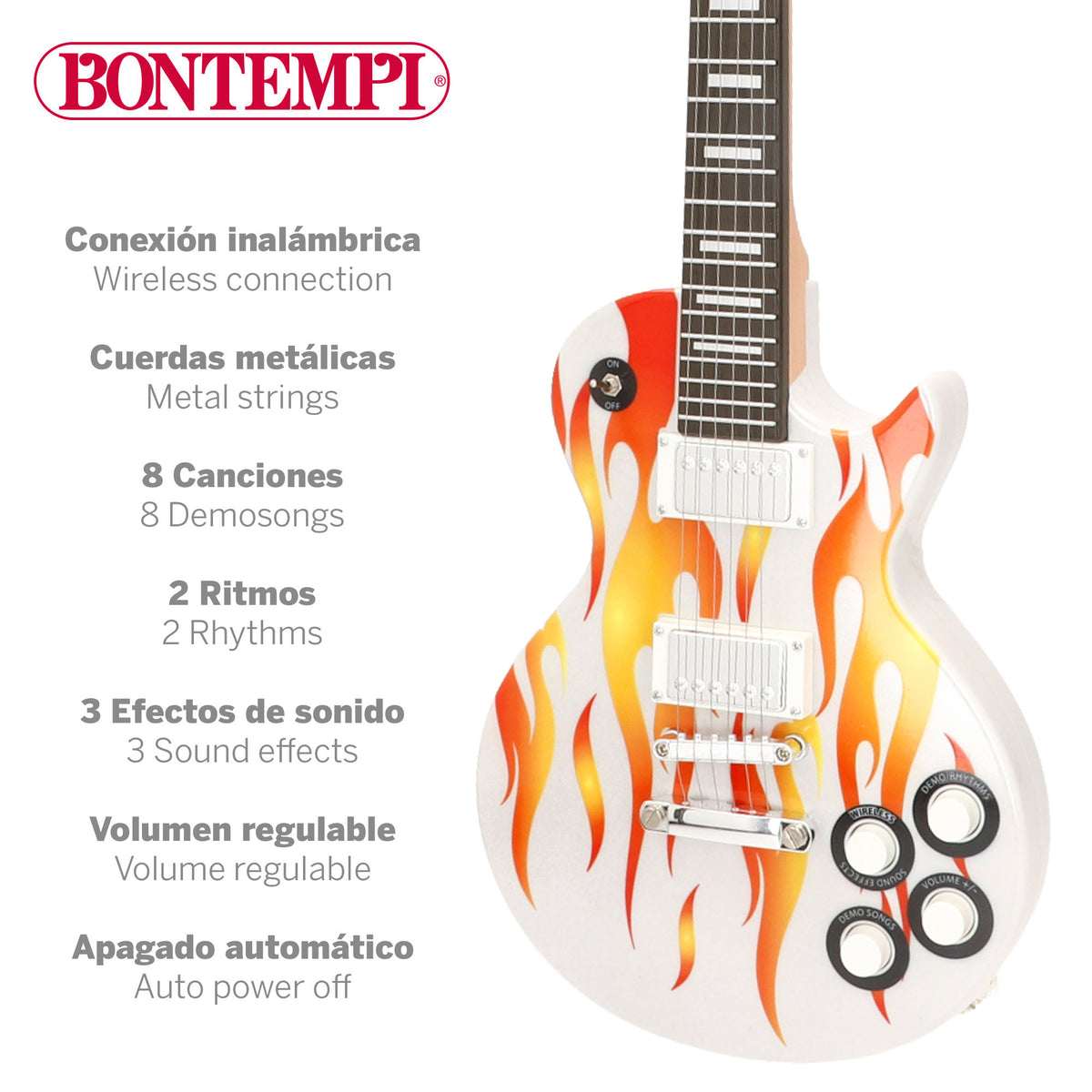 Guitarra eletrónica para crianças 69 cm com microfone de cabeça Bontempi