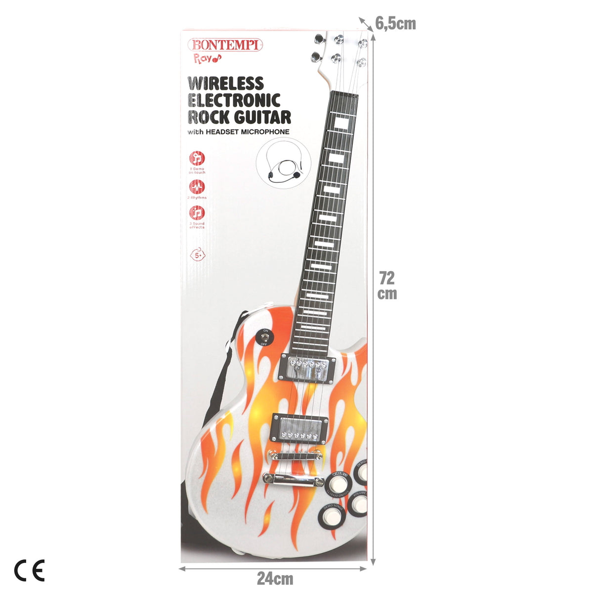 Guitarra eletrónica para crianças 69 cm com microfone de cabeça Bontempi