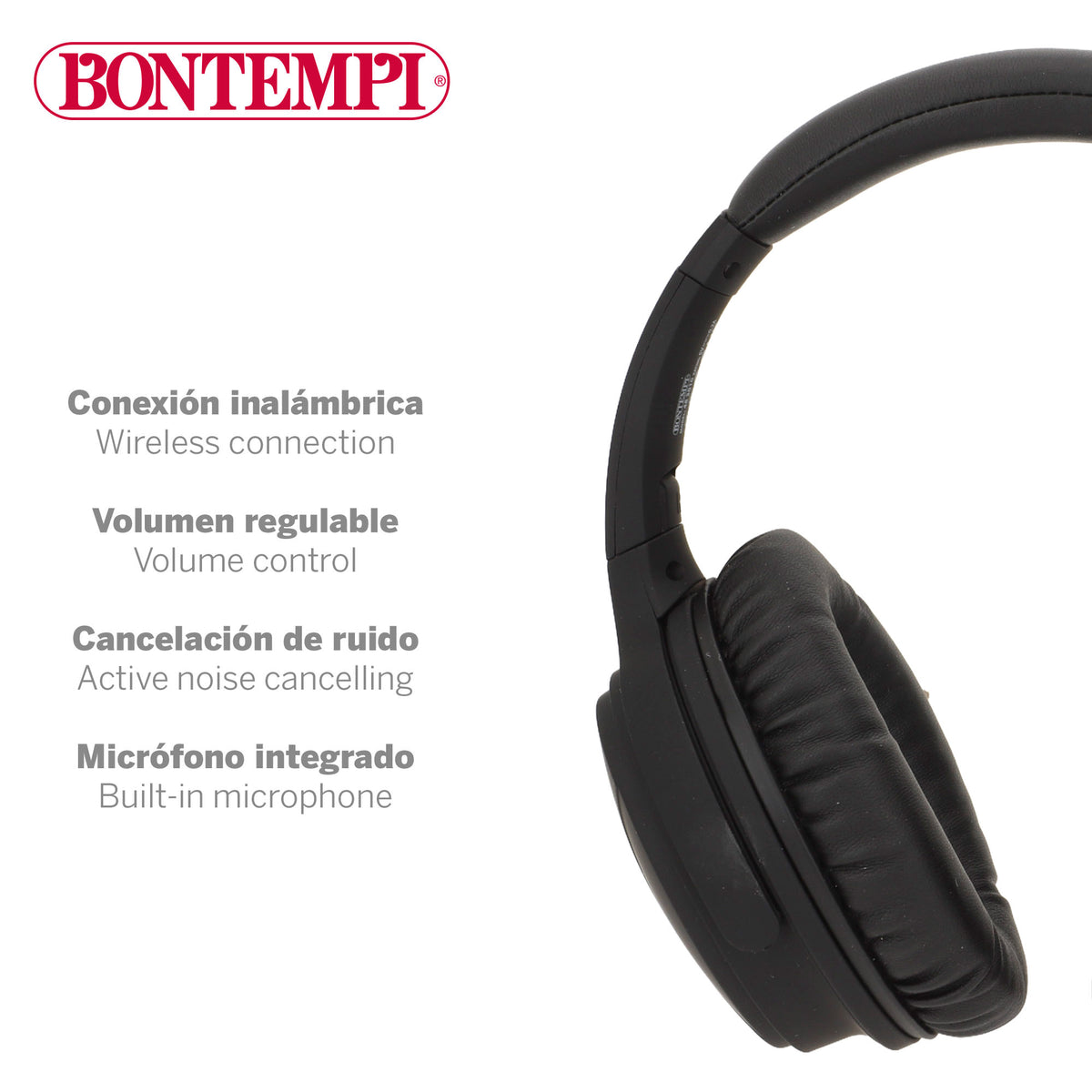 Auscultadores sem fios com microfone e cancelamento de ruído Bontempi