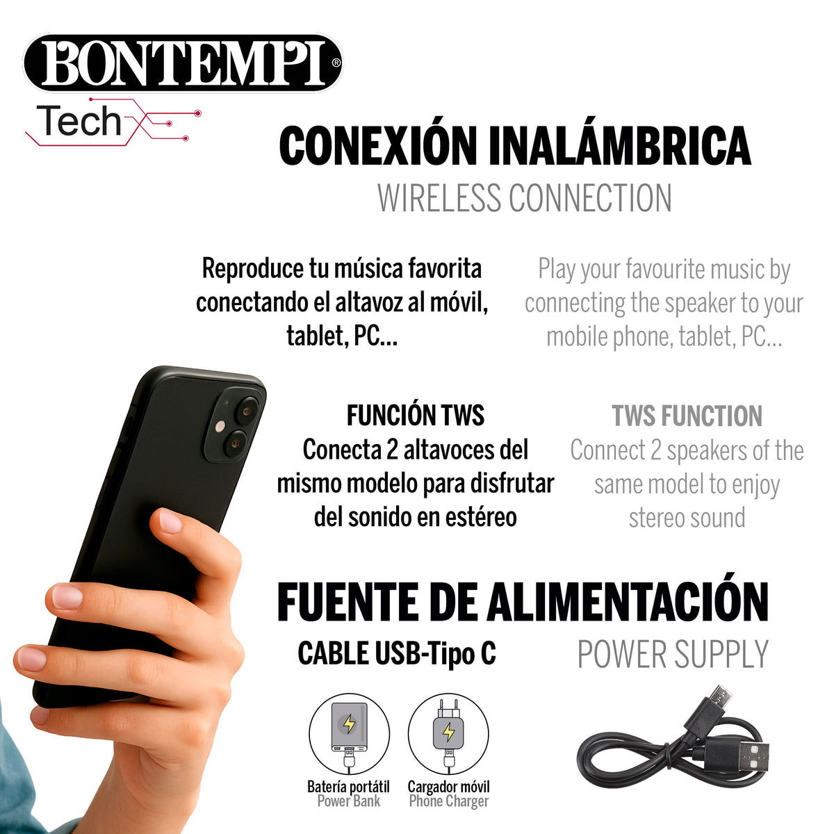 Altifalante sem fios de 350W com microfone Bontempi