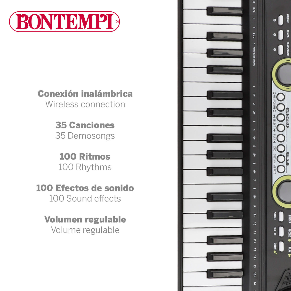 Teclado eletrónico para crianças de 49 teclas com 100 sons e função de aprendizagem Bontempi
