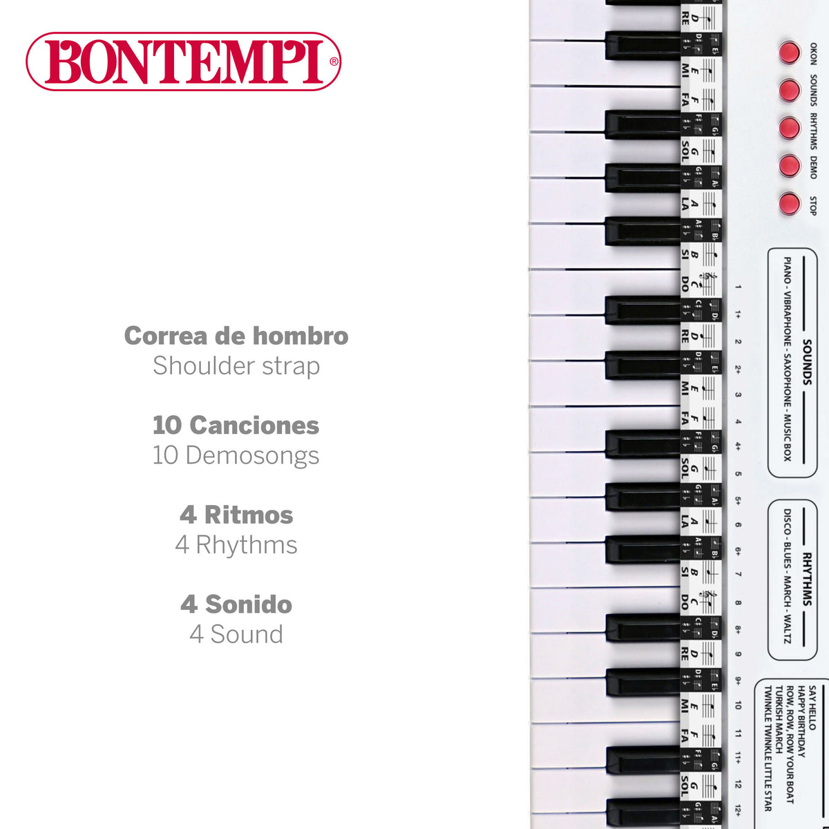 Teclado eletrónico para crianças tipo keytar 37 teclas Bontempi