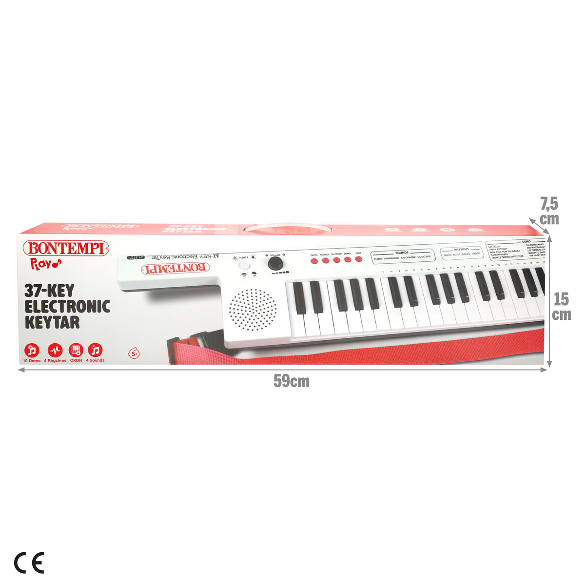 Teclado eletrónico para crianças tipo keytar 37 teclas Bontempi