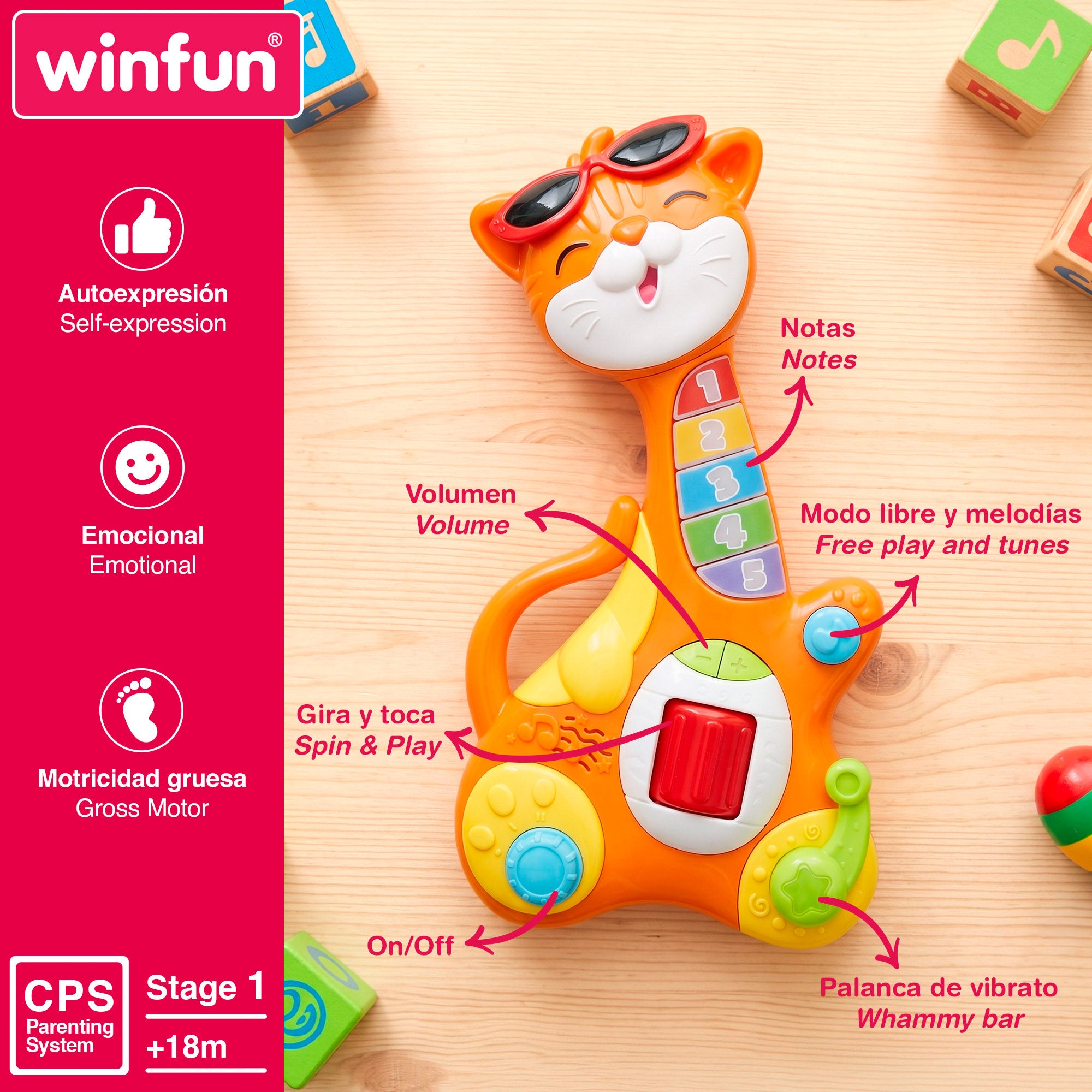 Winfun Guitarra infantil gatinho + 18 meses