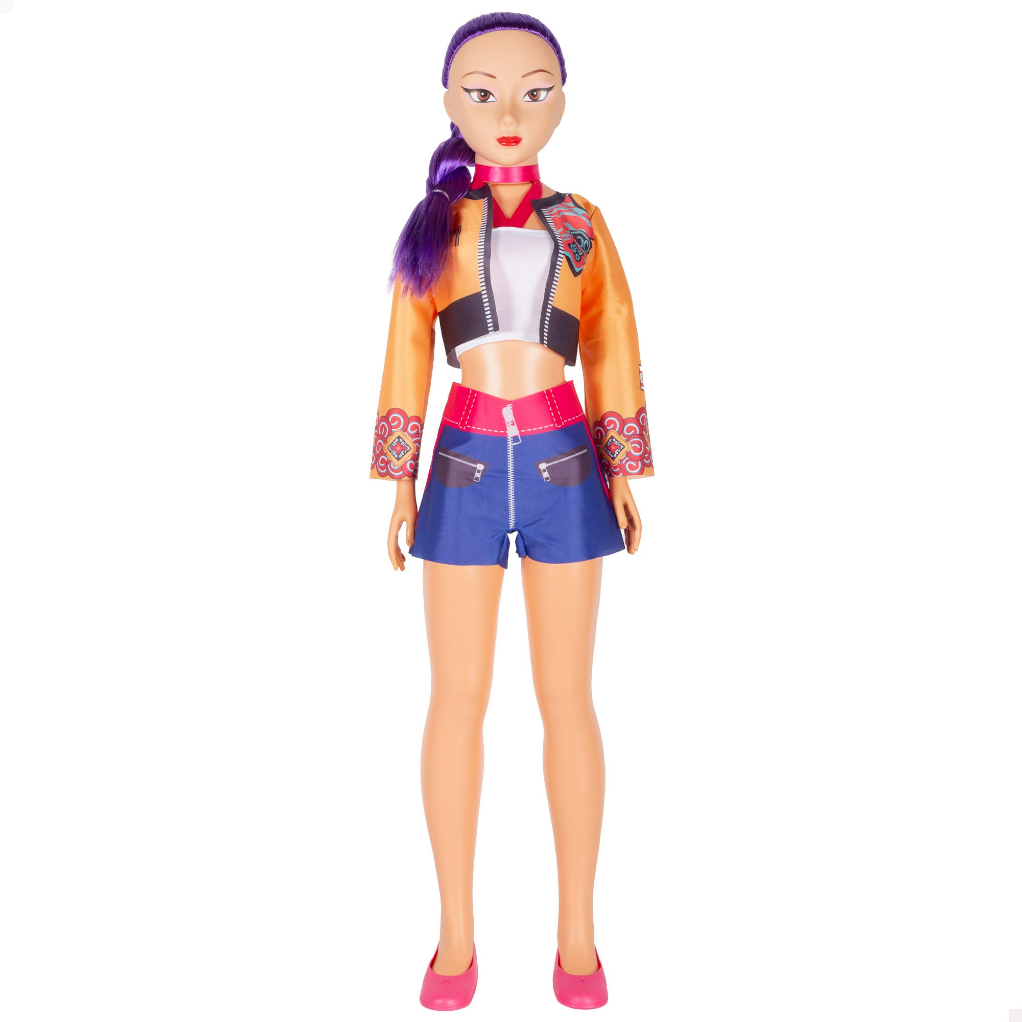 Boneca grande 105 cm cabelo lilás + 3 anos K-Pop Diva Squad