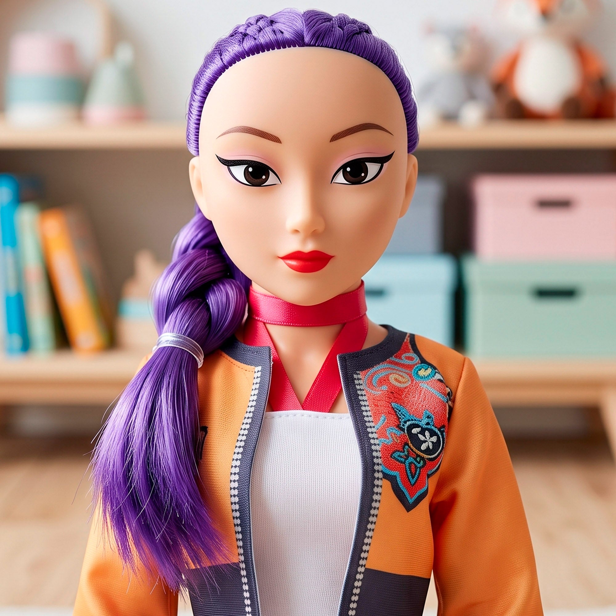 Boneca grande 105 cm cabelo lilás + 3 anos K-Pop Diva Squad