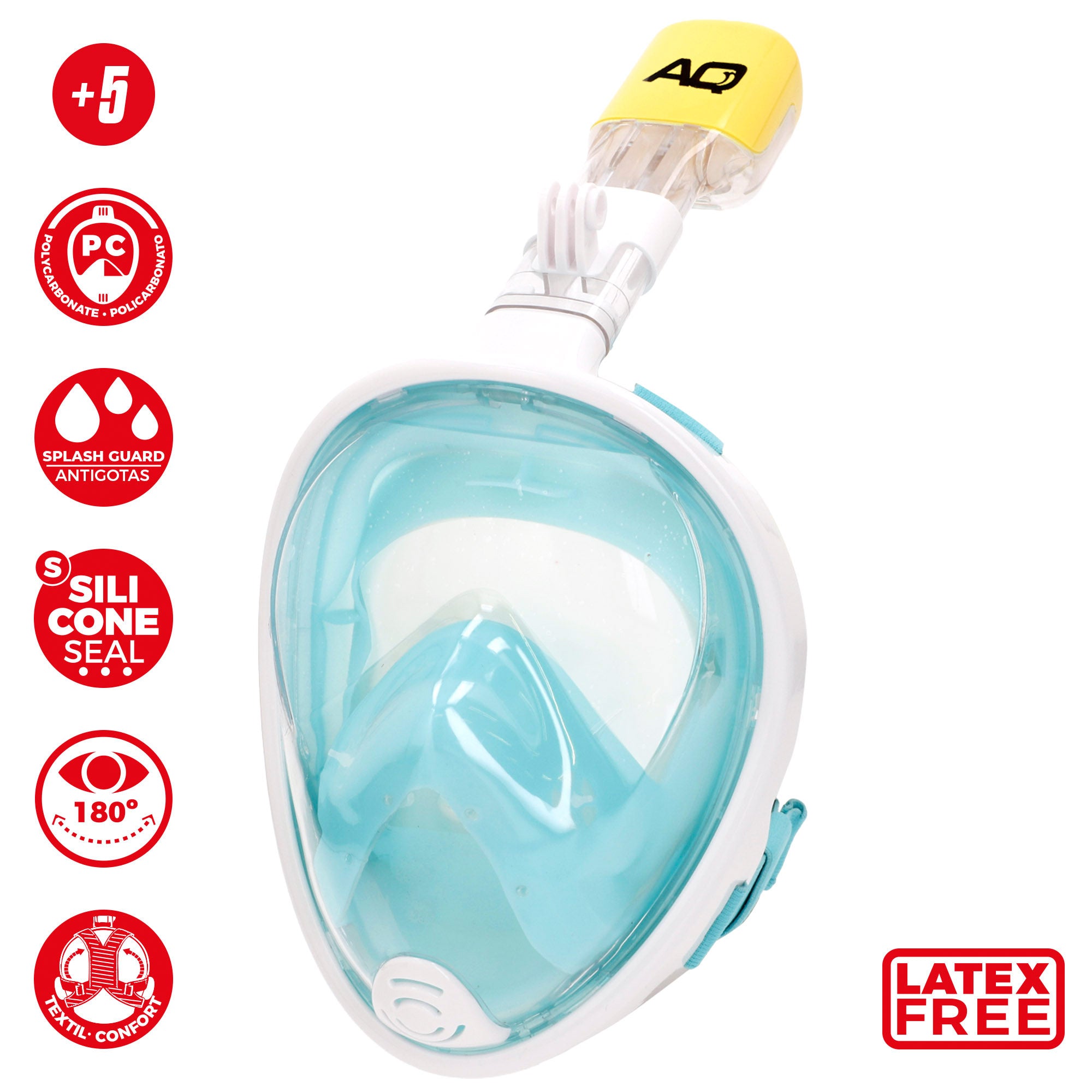 Aqua Sport Máscara de Snorkel para Criança com Suporte para Câmara