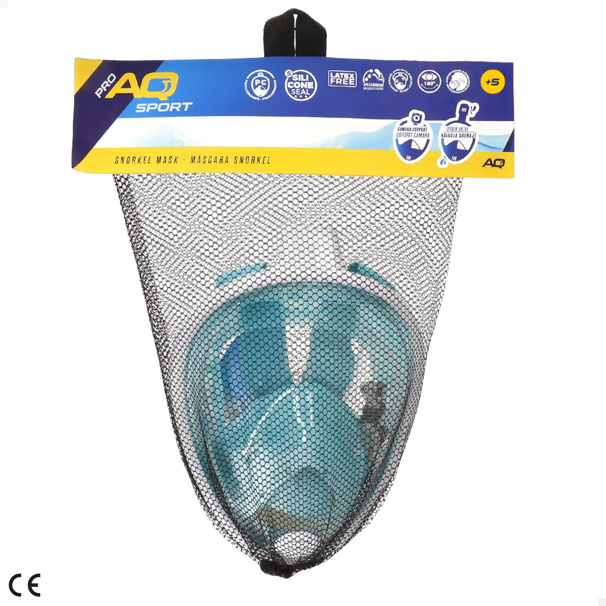 Aqua Sport Máscara de Snorkel para Criança com Suporte para Câmara