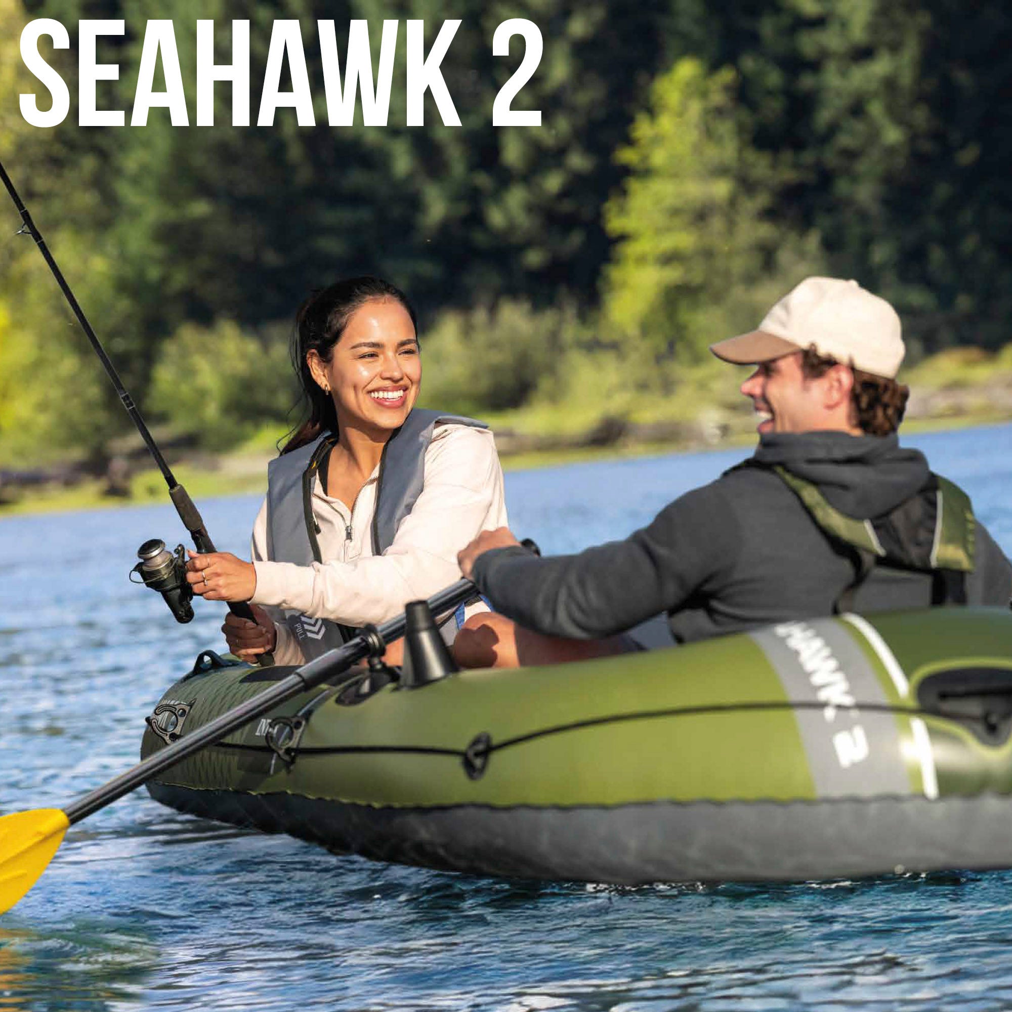Bote insuflável INTEX Seahawk 2 com remos, bomba de enchimento e bolsa de arrumação.