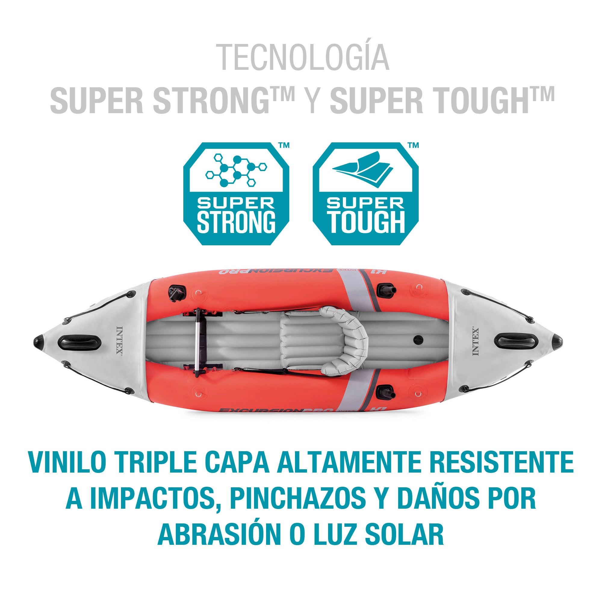 Caiaque insuflável INTEX Excursion Pro K1 com suporte para telemóvel