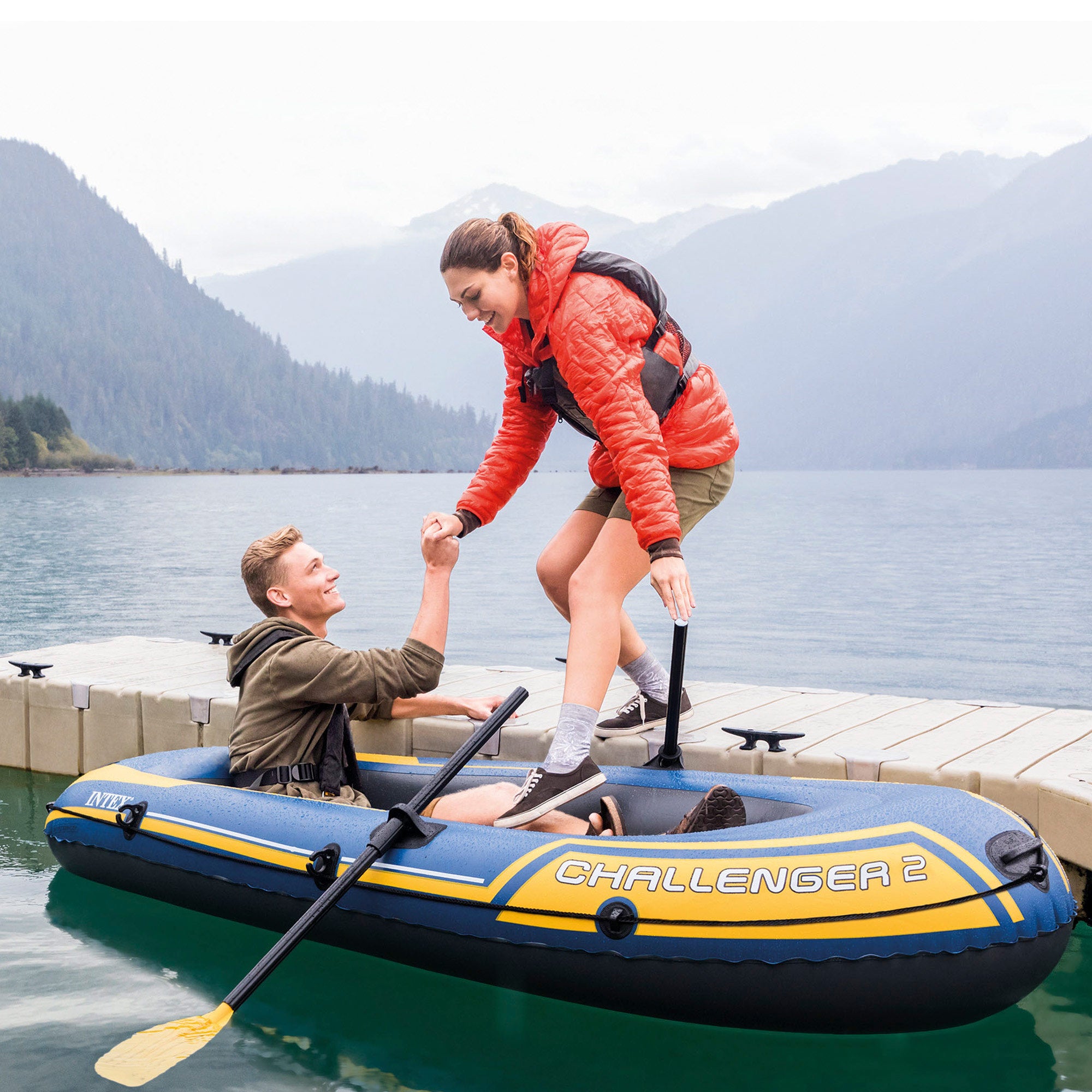 Bote insuflável INTEX Challenger 2 com remos - 236 x 114 x 41 cm