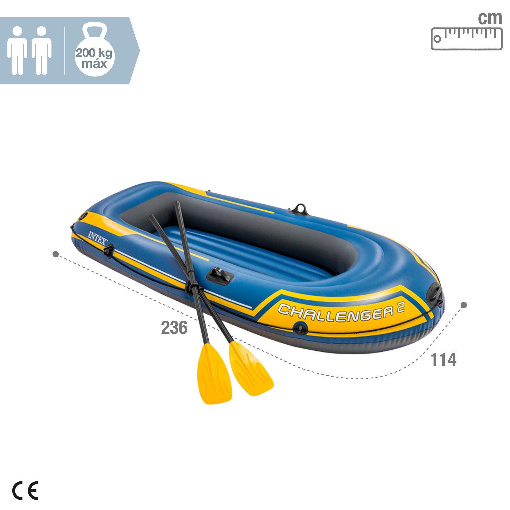 Bote insuflável INTEX Challenger 2 com remos - 236 x 114 x 41 cm