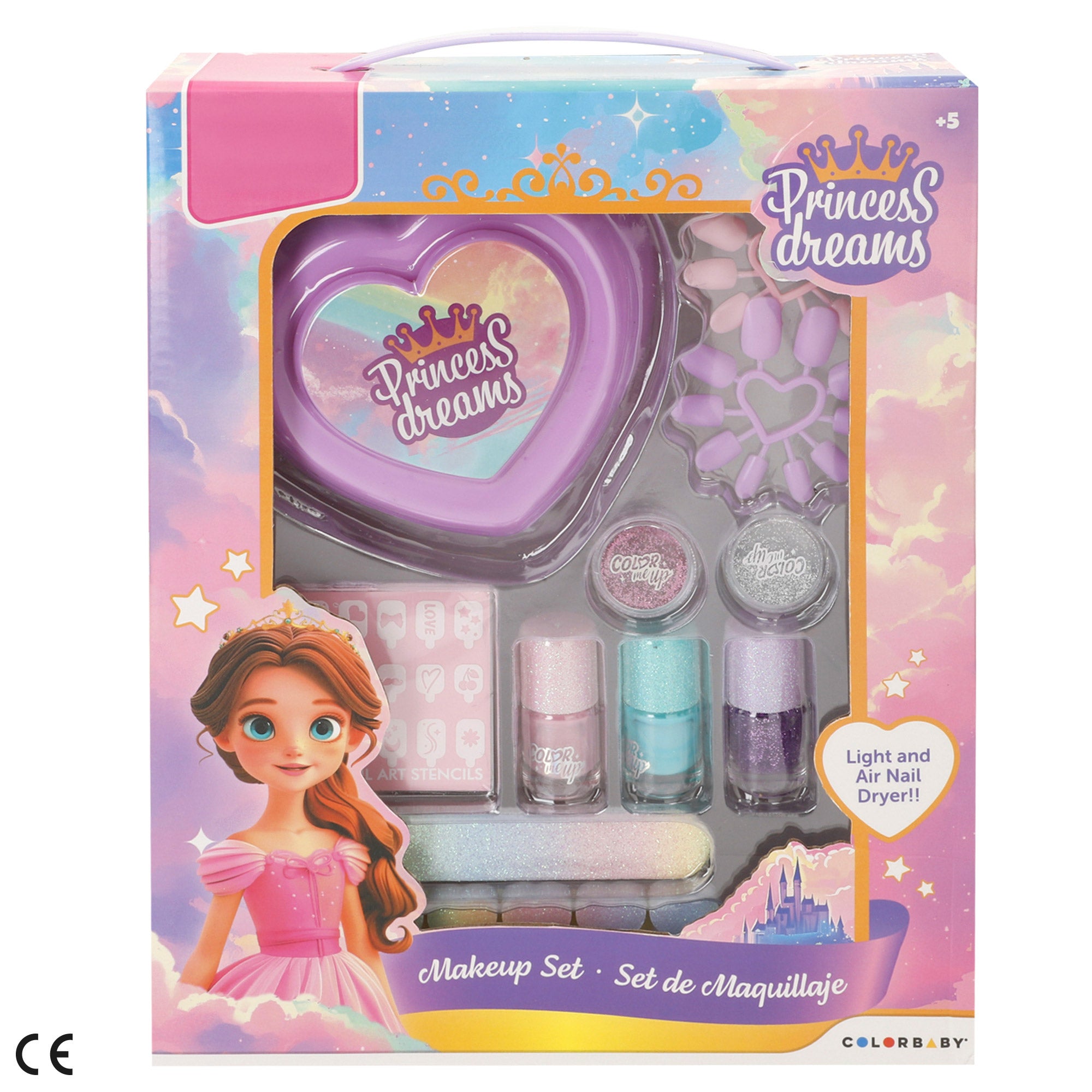 Conjunto de maquilhagem infantil Princess Dreams com acessórios COLORBABY